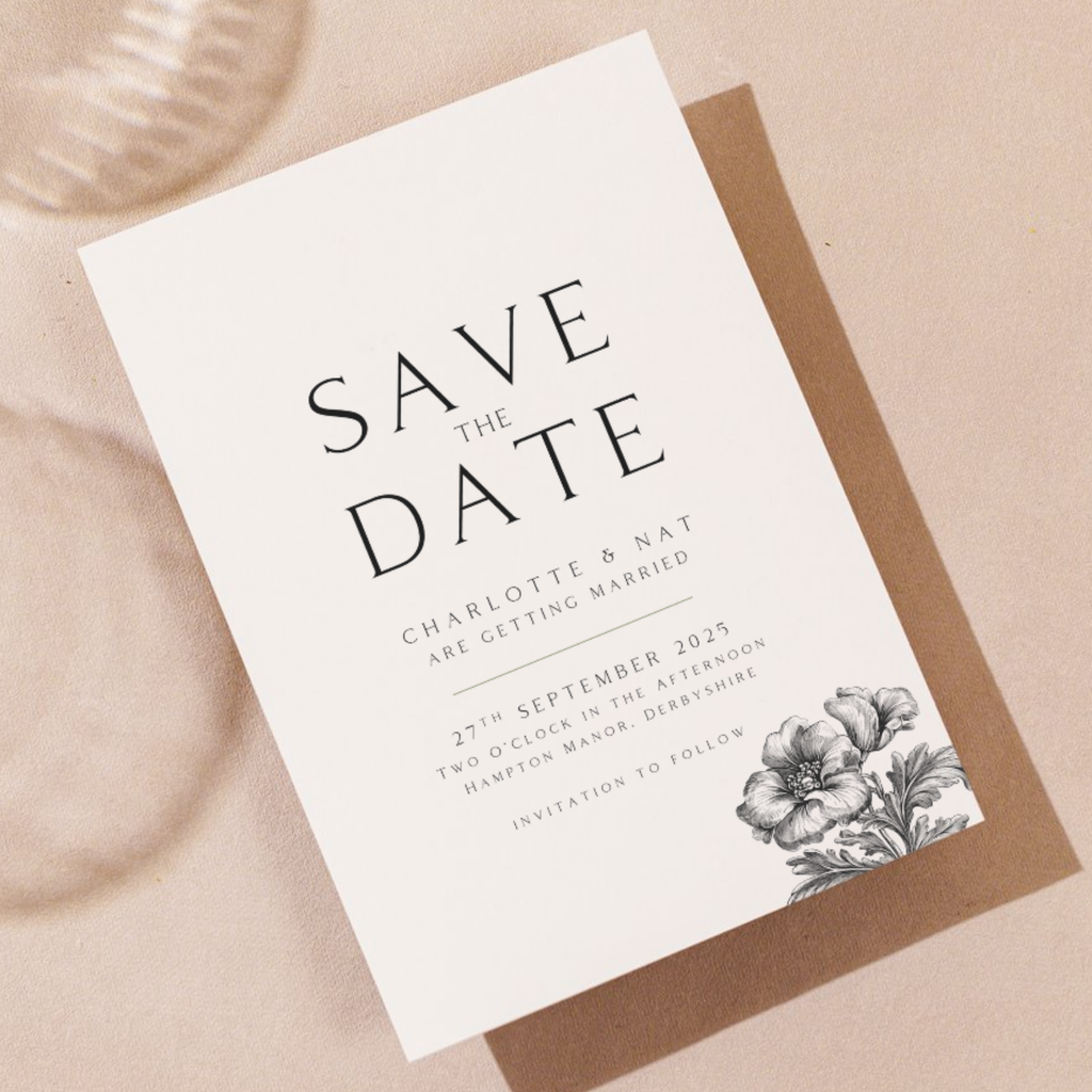 Wreath Save The Date (Pair with Wedding Bands Wreath Invite)
