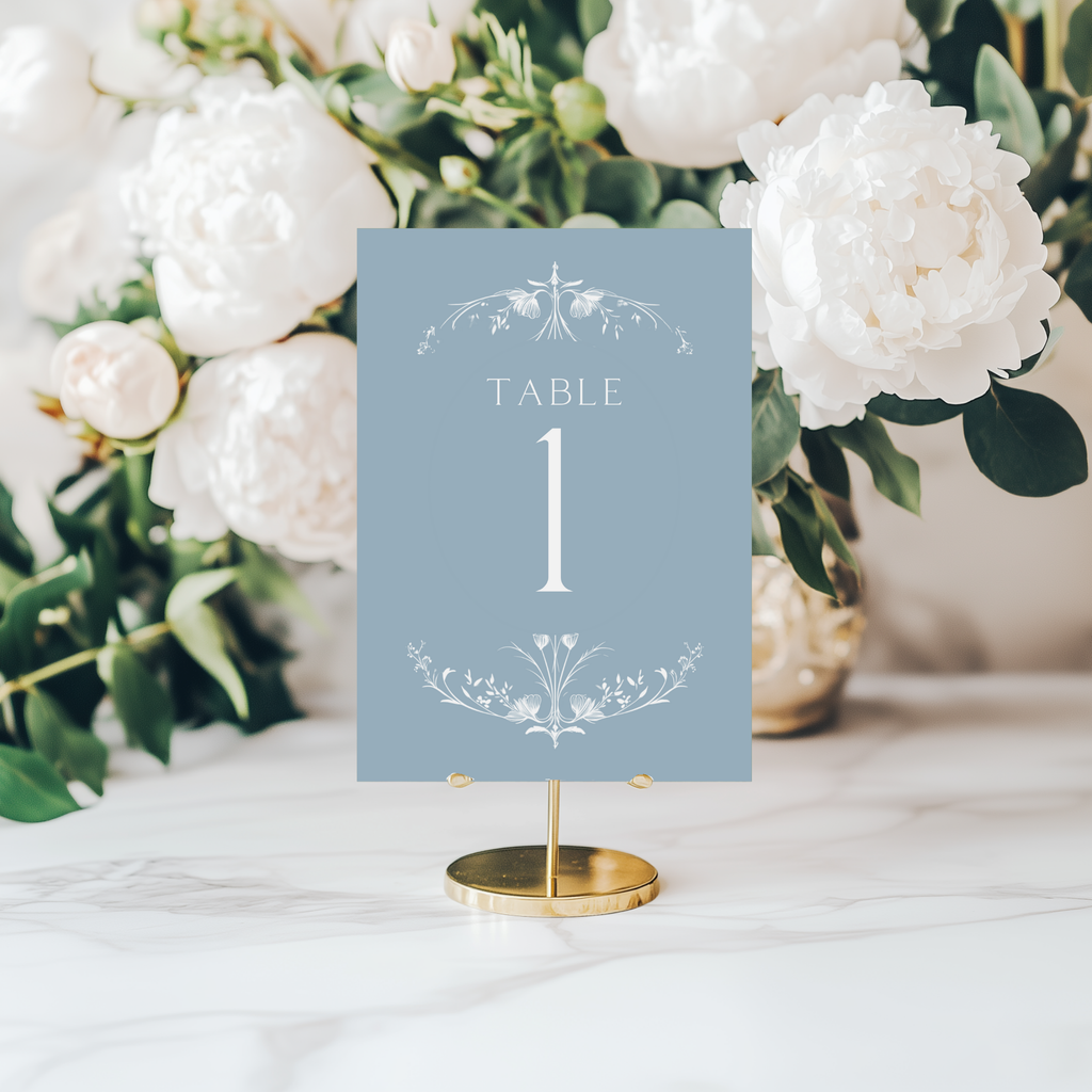 Illustrated Floral Arch Table Numbers (Dusty Blue)