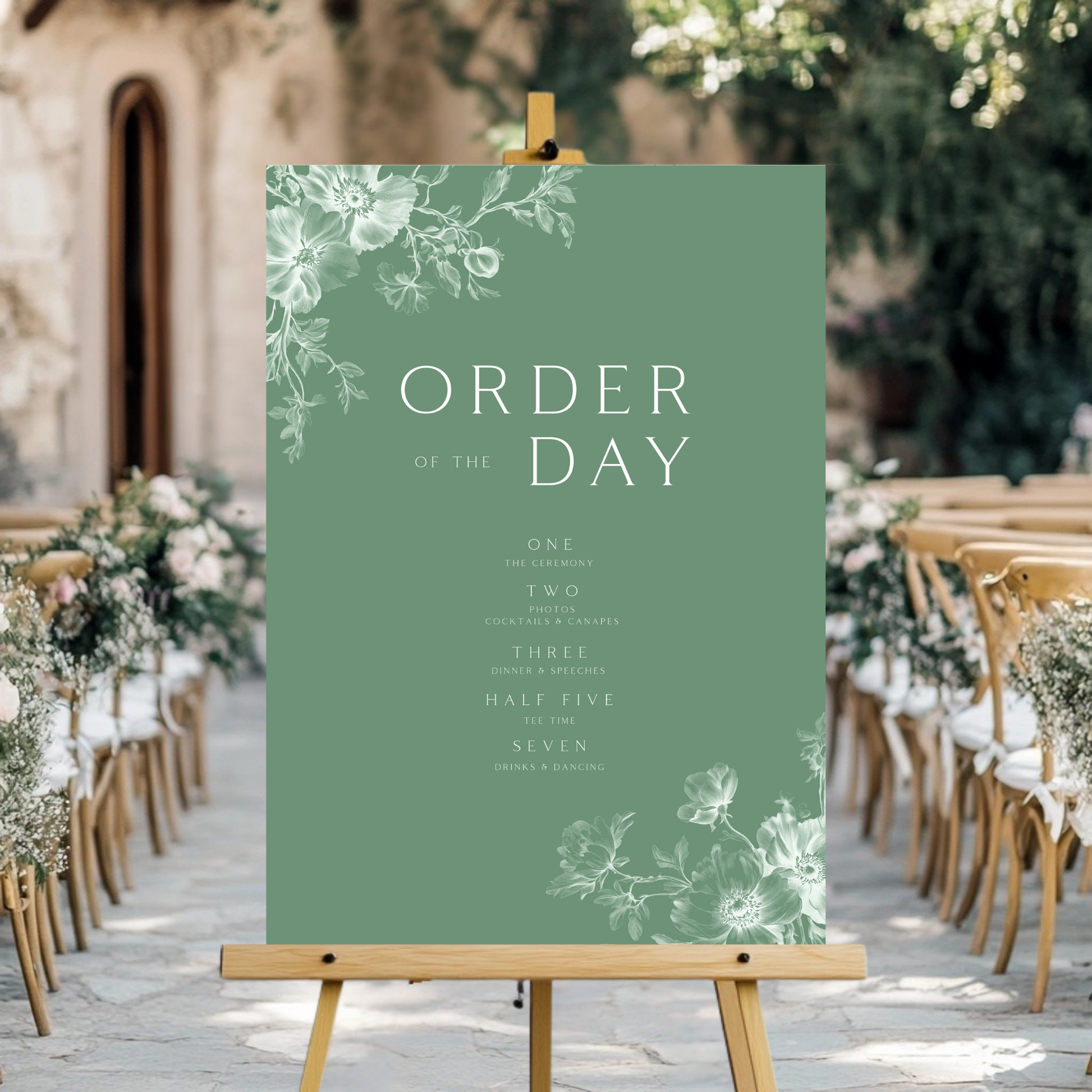 Rose Etching Order Of The Day Sign (Sage Green)