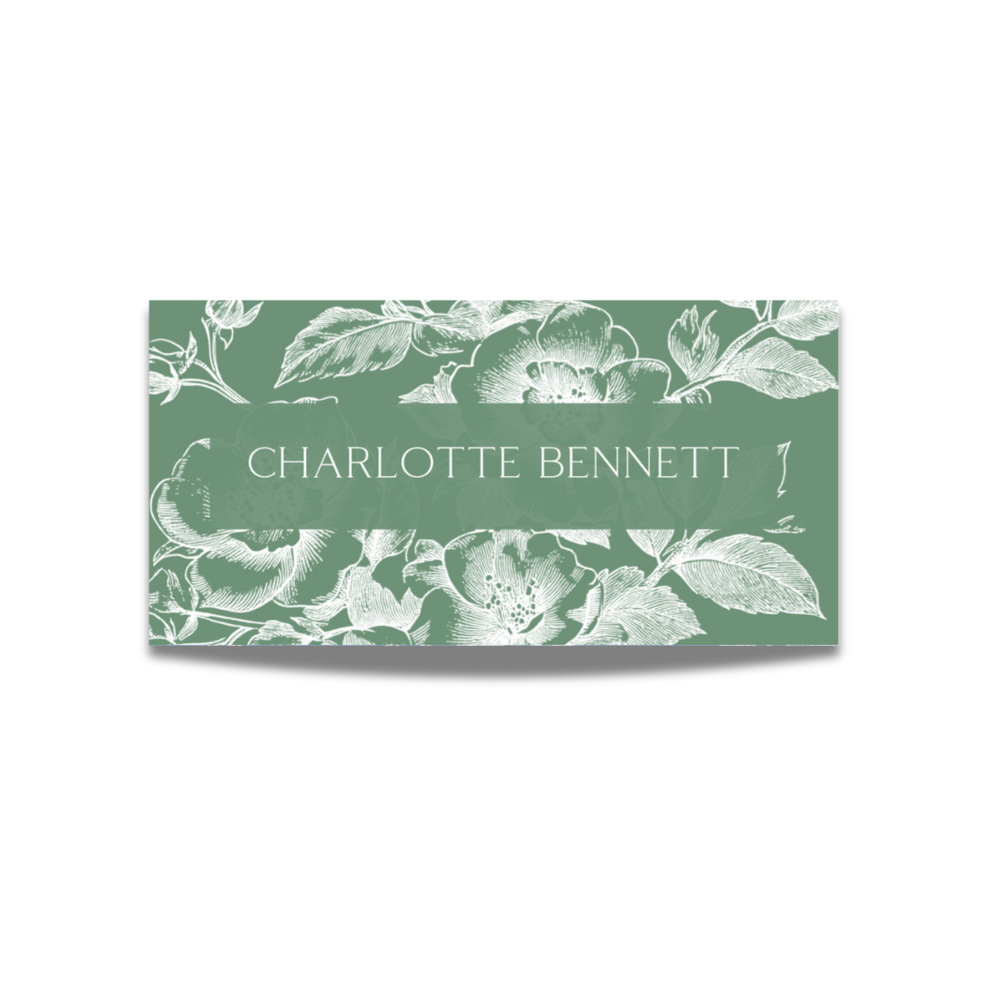 Rose Etching Name Place Cards (Sage Green)