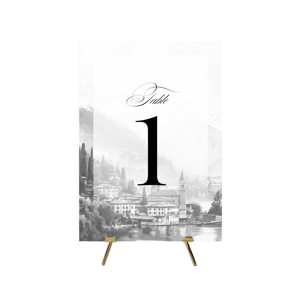 Monochrome Lake Como Table Numbers
