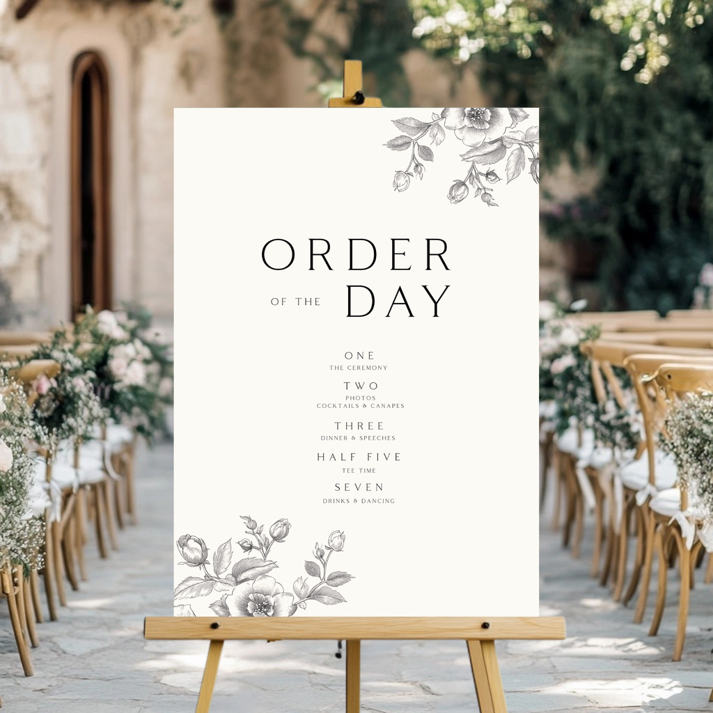 Rose Etching Order Of The Day Sign (Cream)