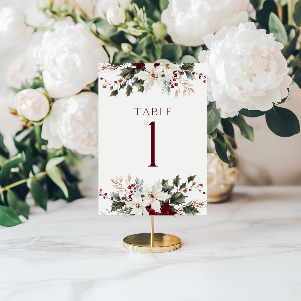 Winter Florals Table Numbers