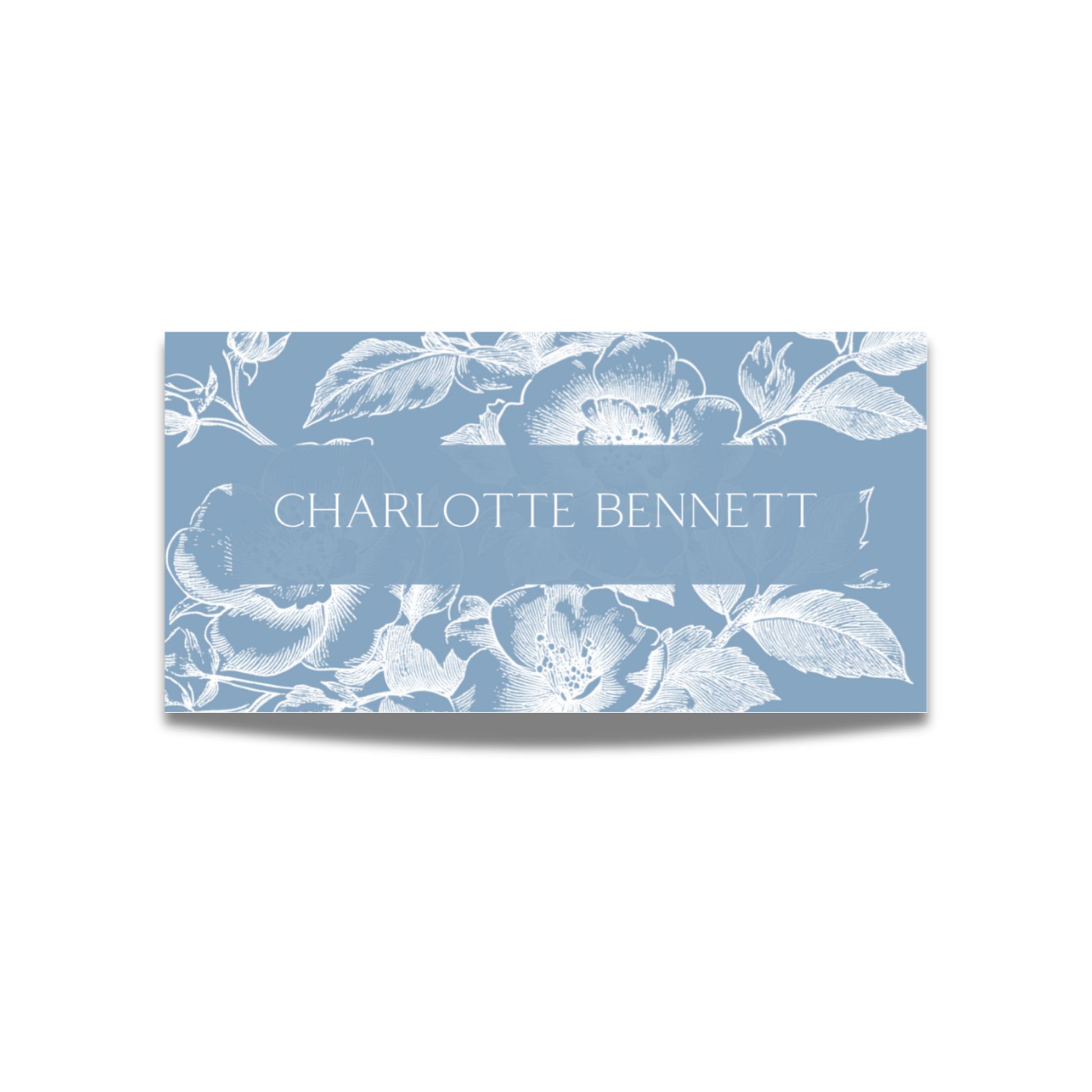 Rose Etching Name Place Cards (Dusty Blue)