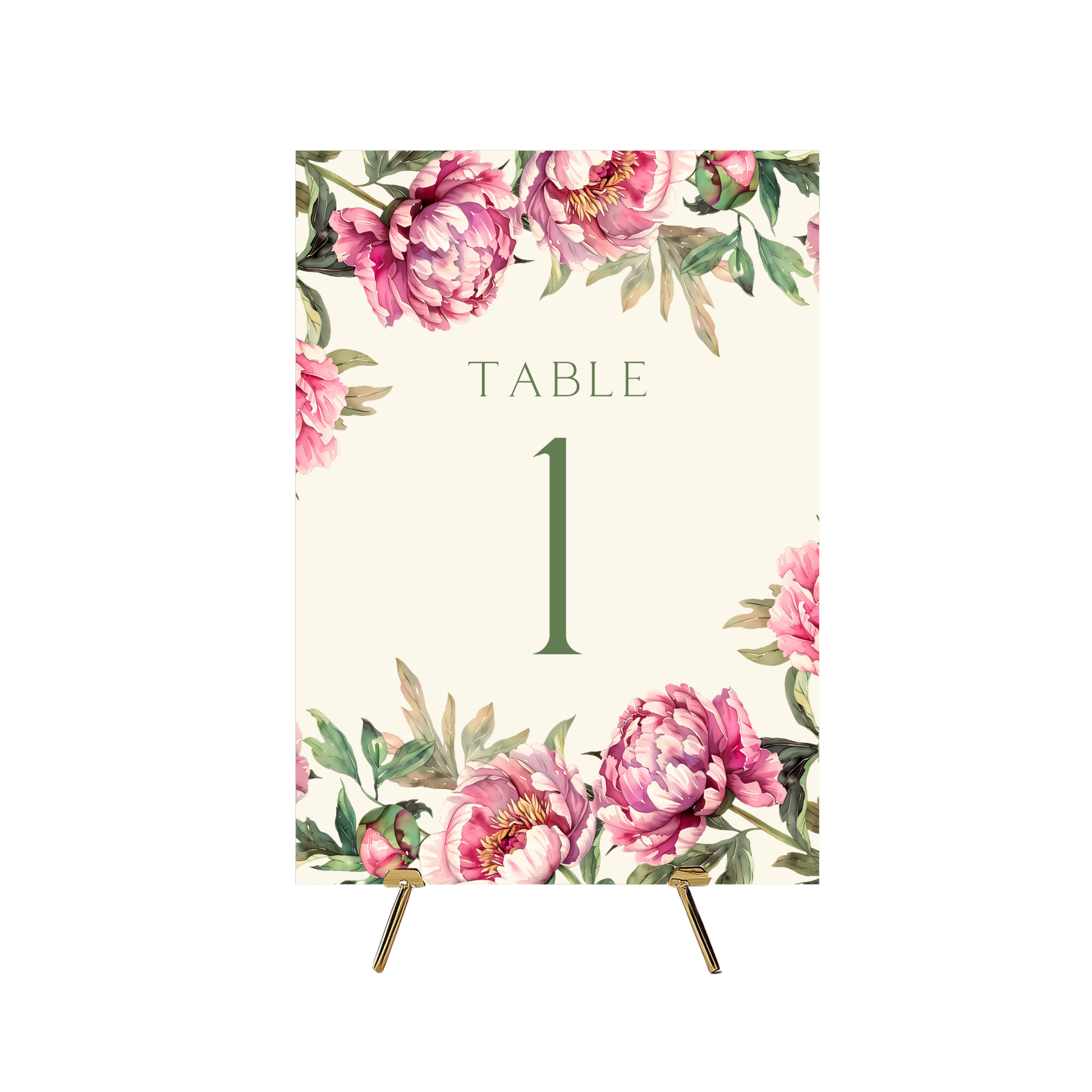 Pink Peony Table Numbers
