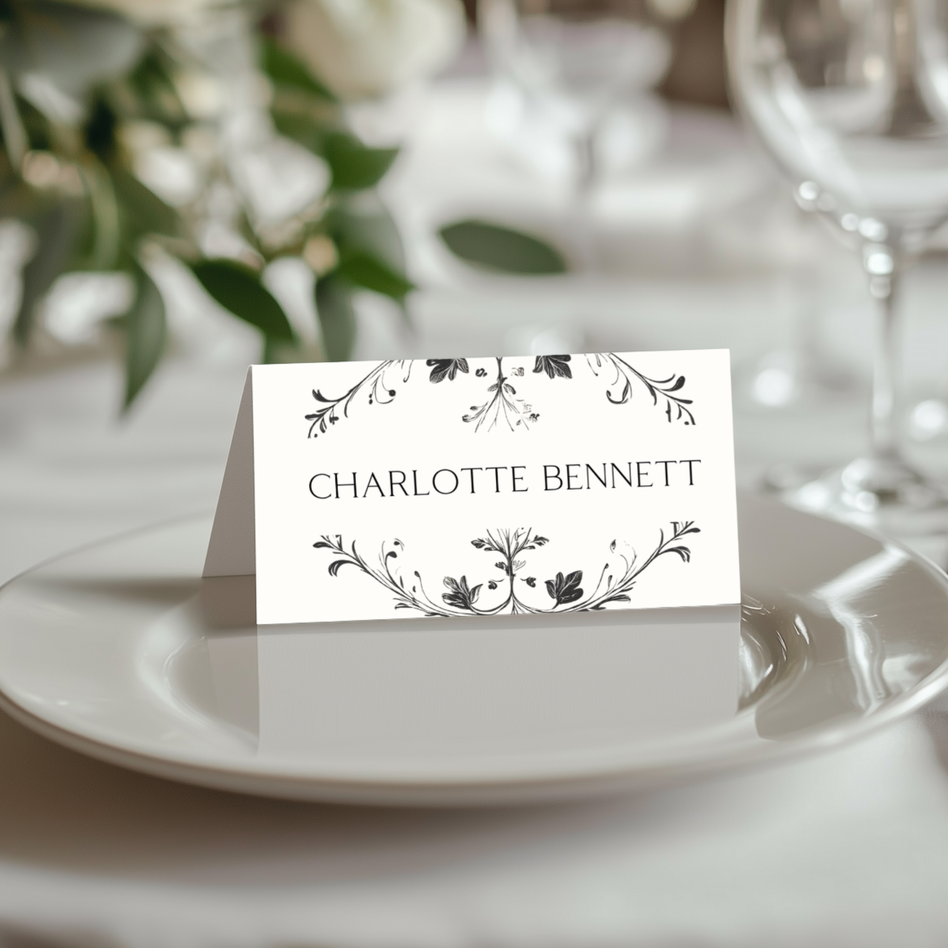 Illustrated Floral Arch Name Place Cards (Cream)