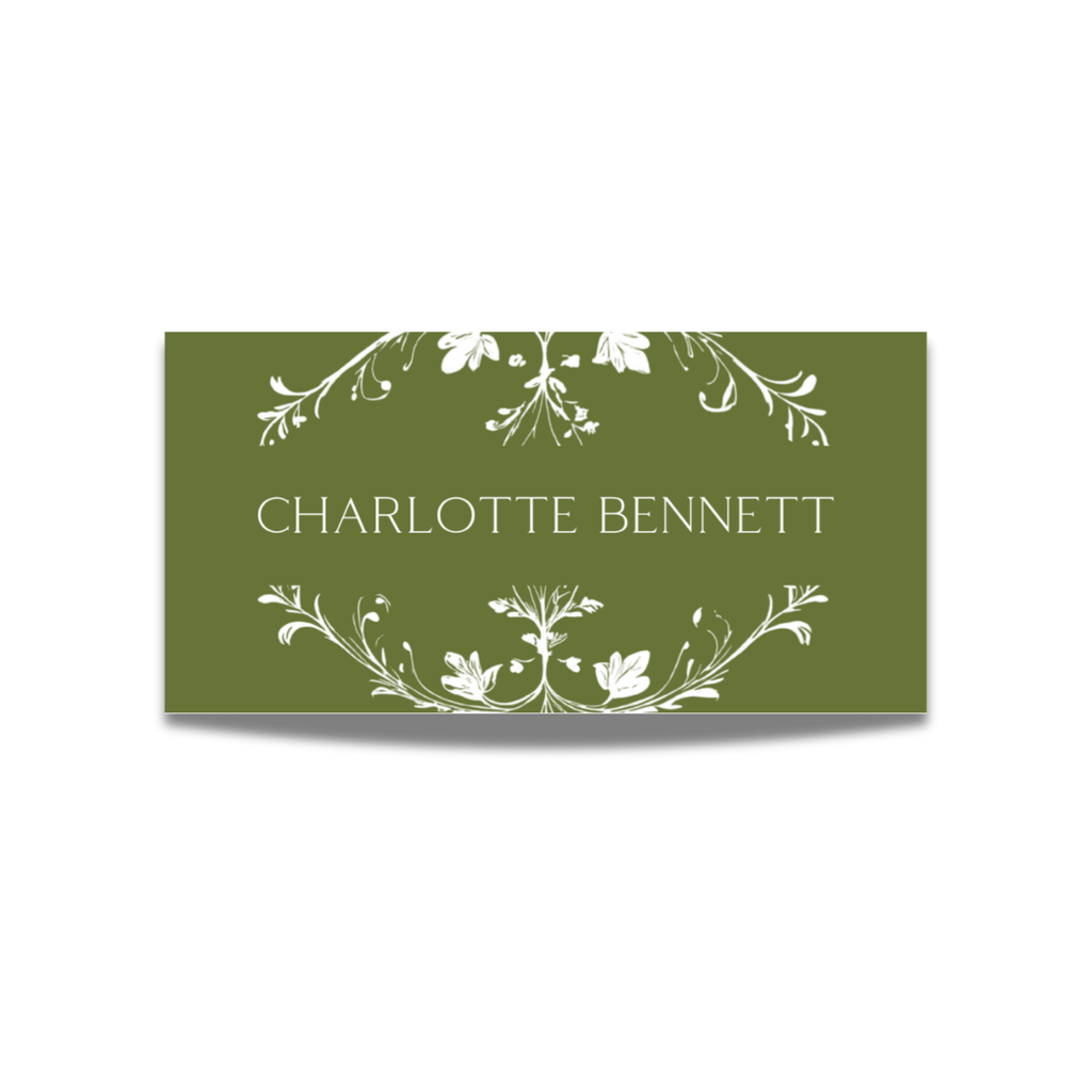 Illustrated Floral Arch Name Place Cards (Green)
