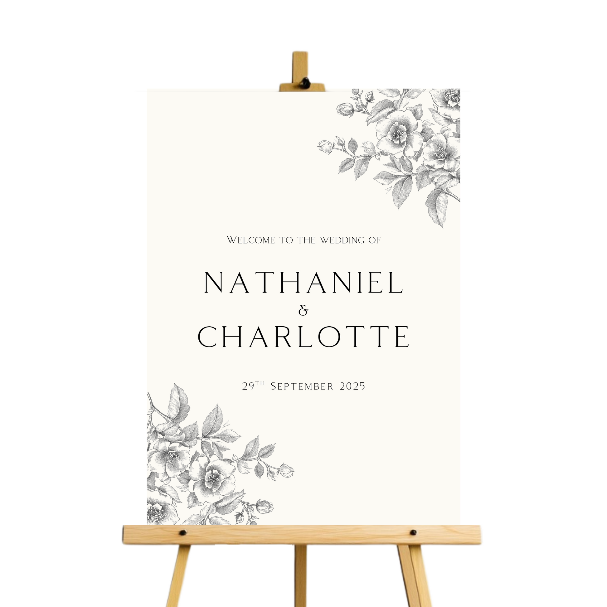 Rose Etching Welcome Sign (Cream)