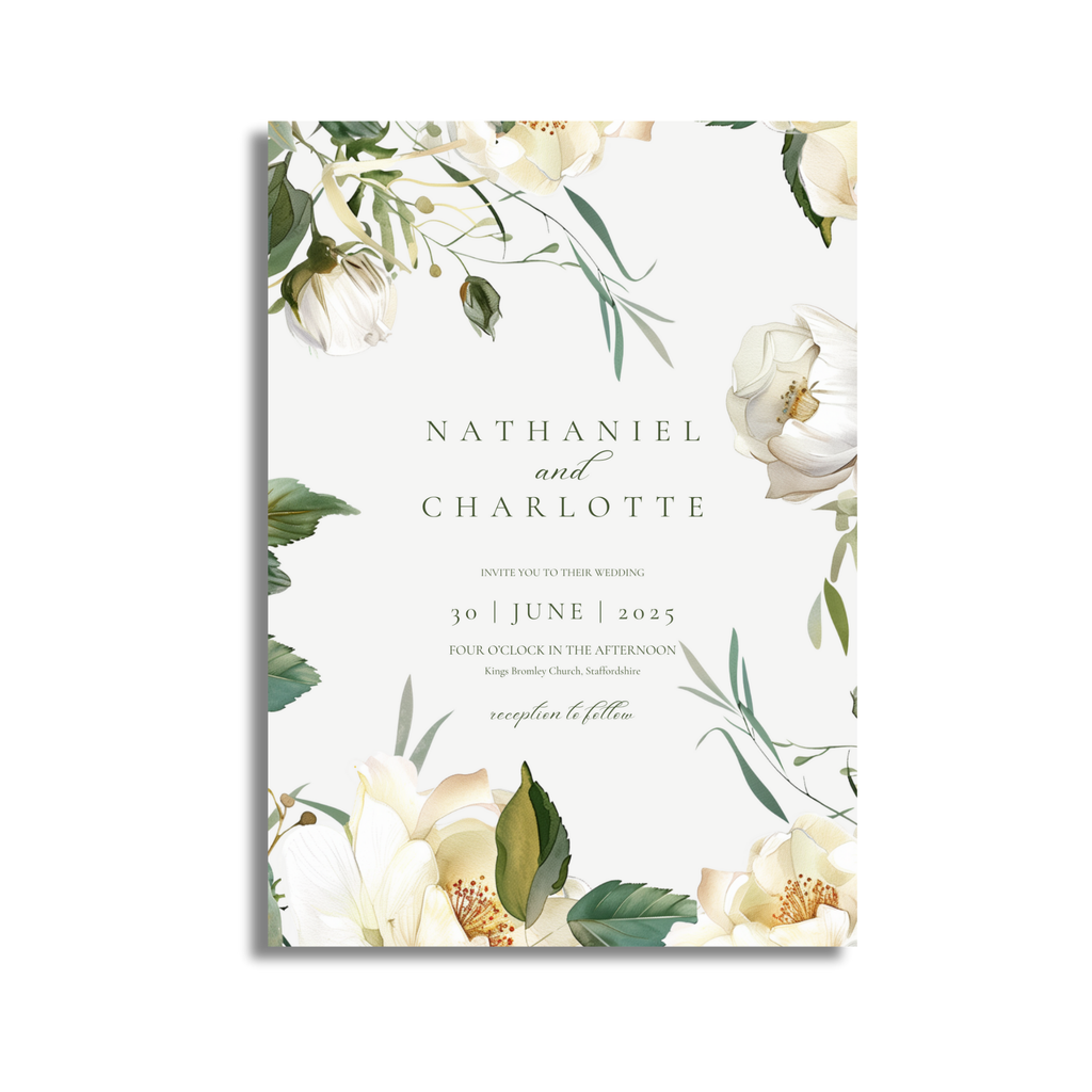 White Florals Invite & RSVP