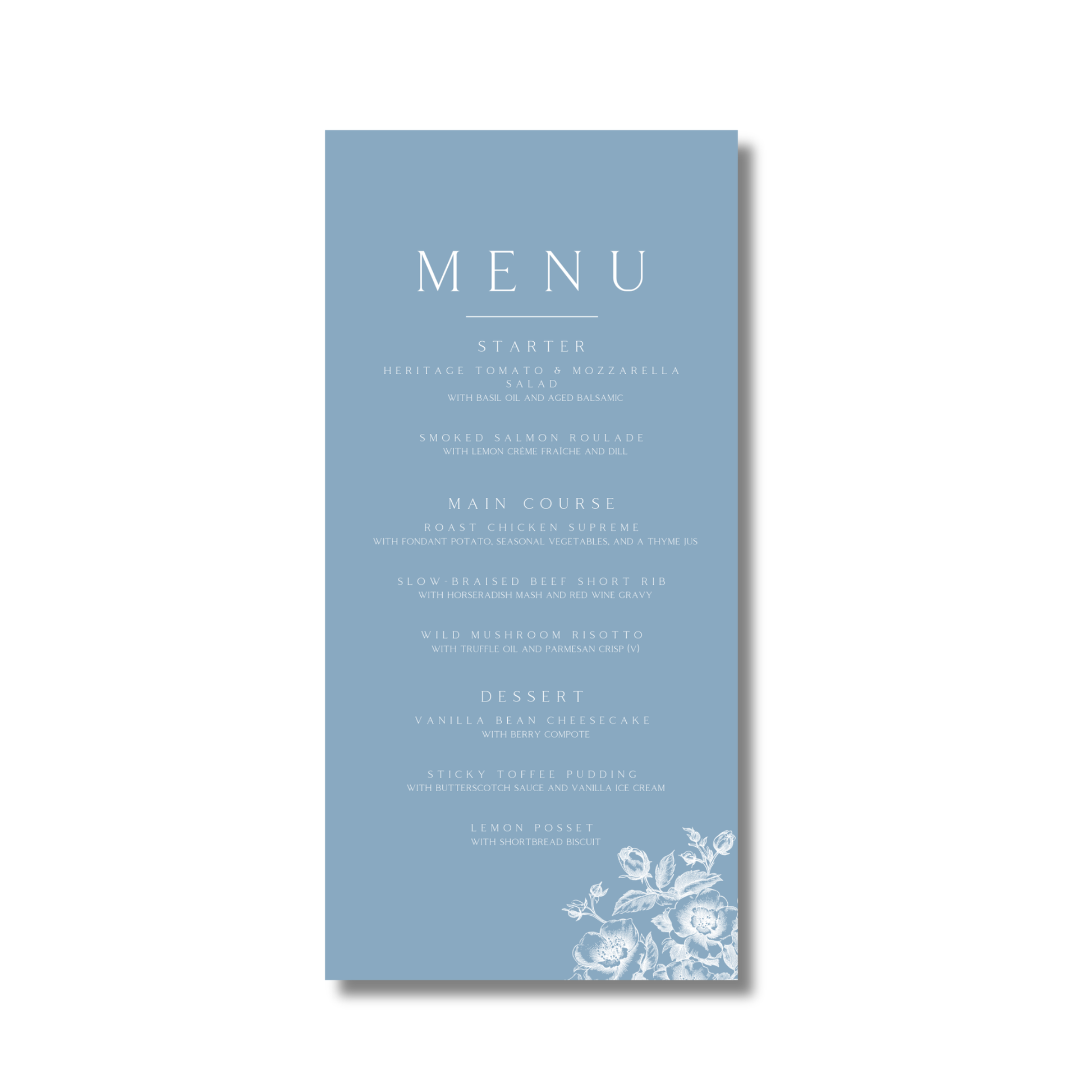 Rose Etching Menu (Dusty Blue)