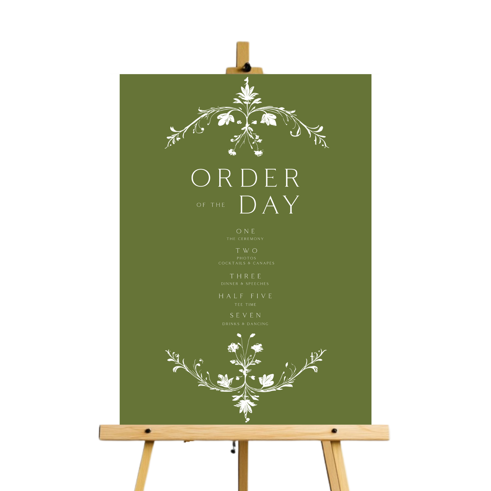 Illustrated Floral Arch Order Of The Day Sign (Green)