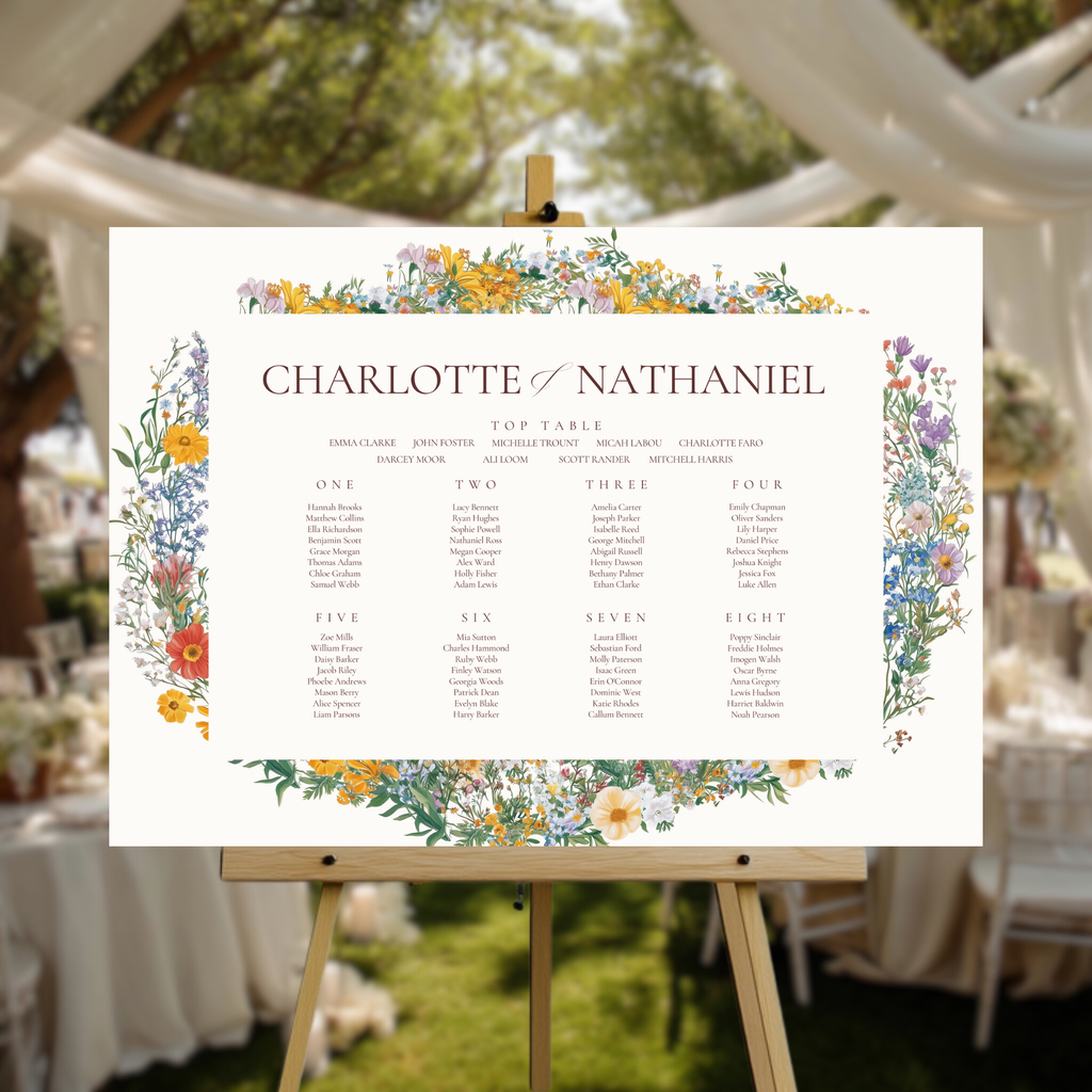 Pastel Floral Arch Seating Plan Sign