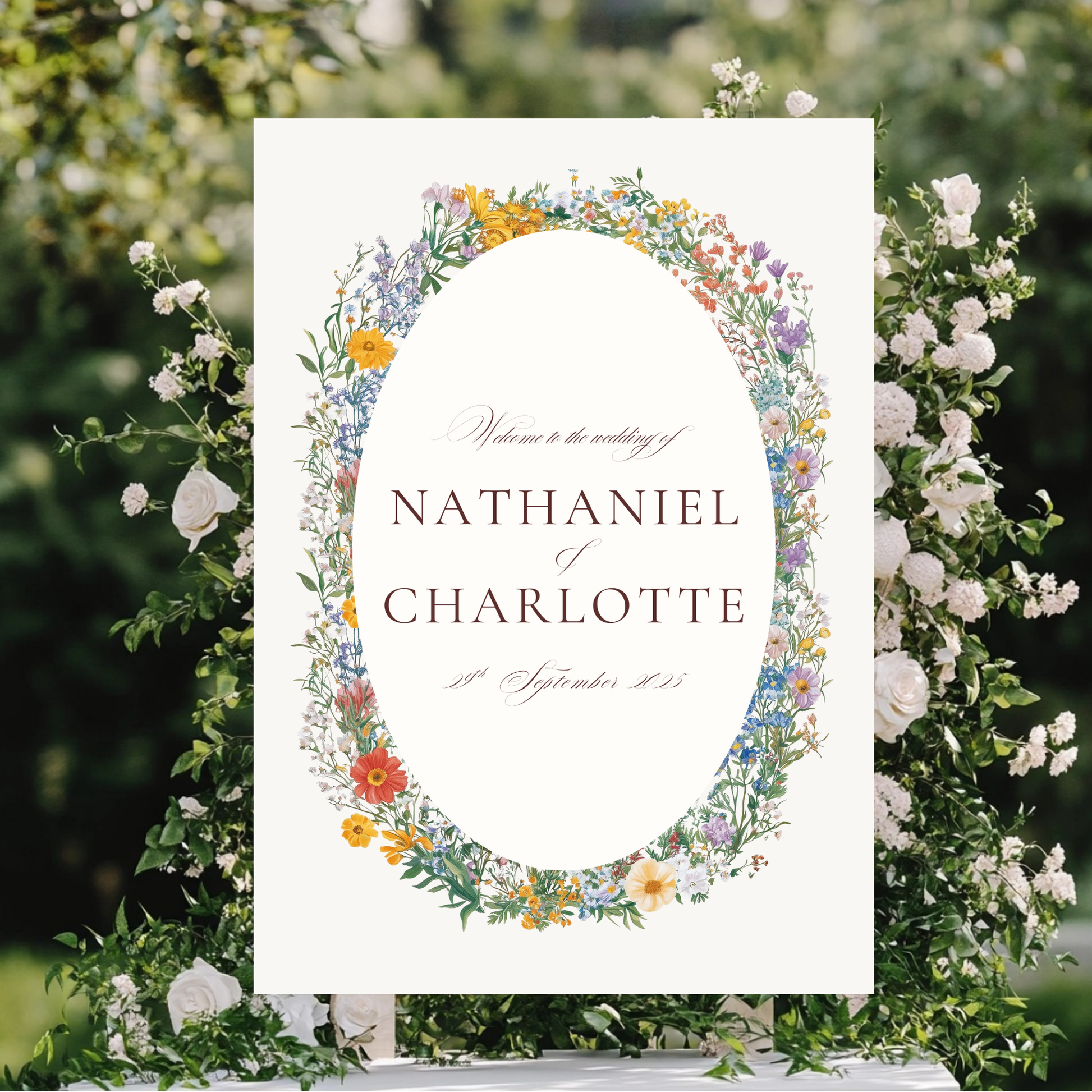 Pastel Floral Arch Welcome Sign
