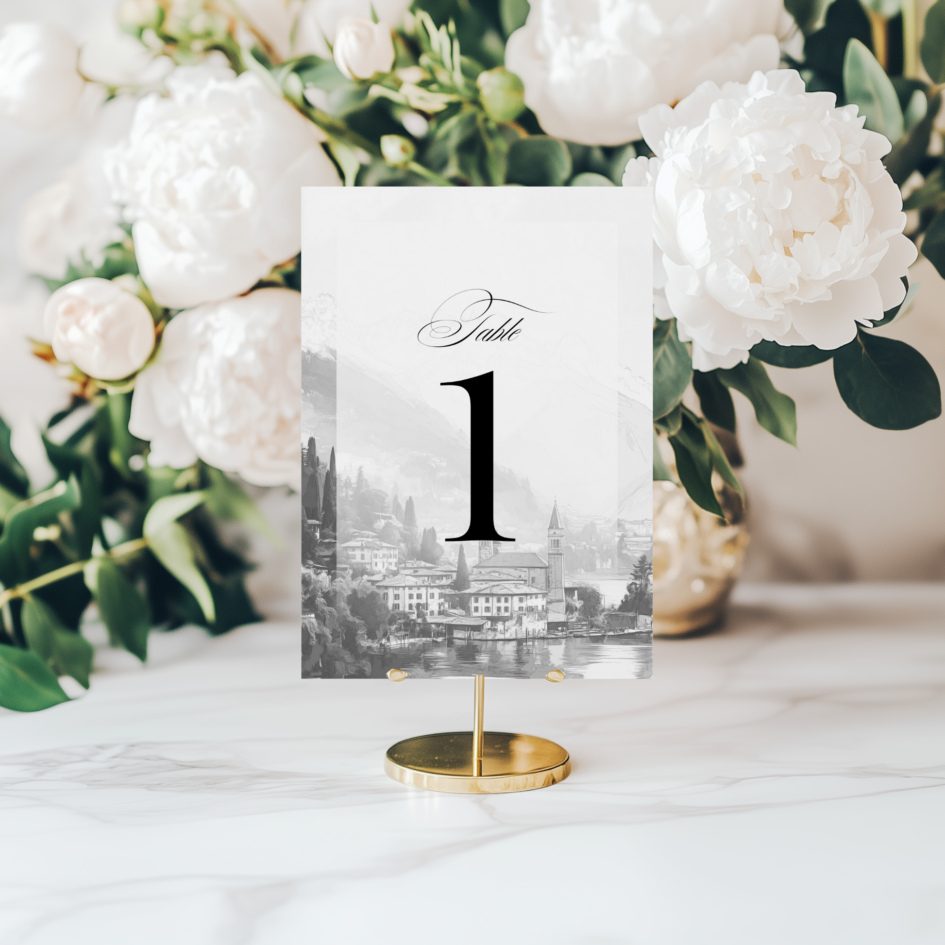 Monochrome Lake Como Table Numbers