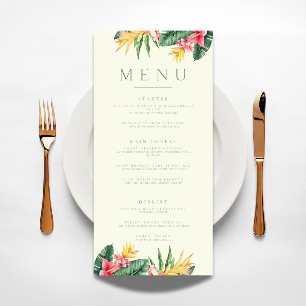 Tropical Florals Menu