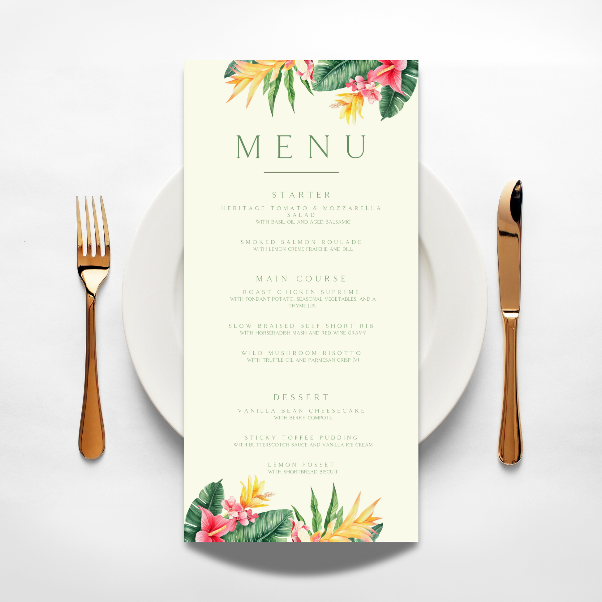 Tropical Florals Menu