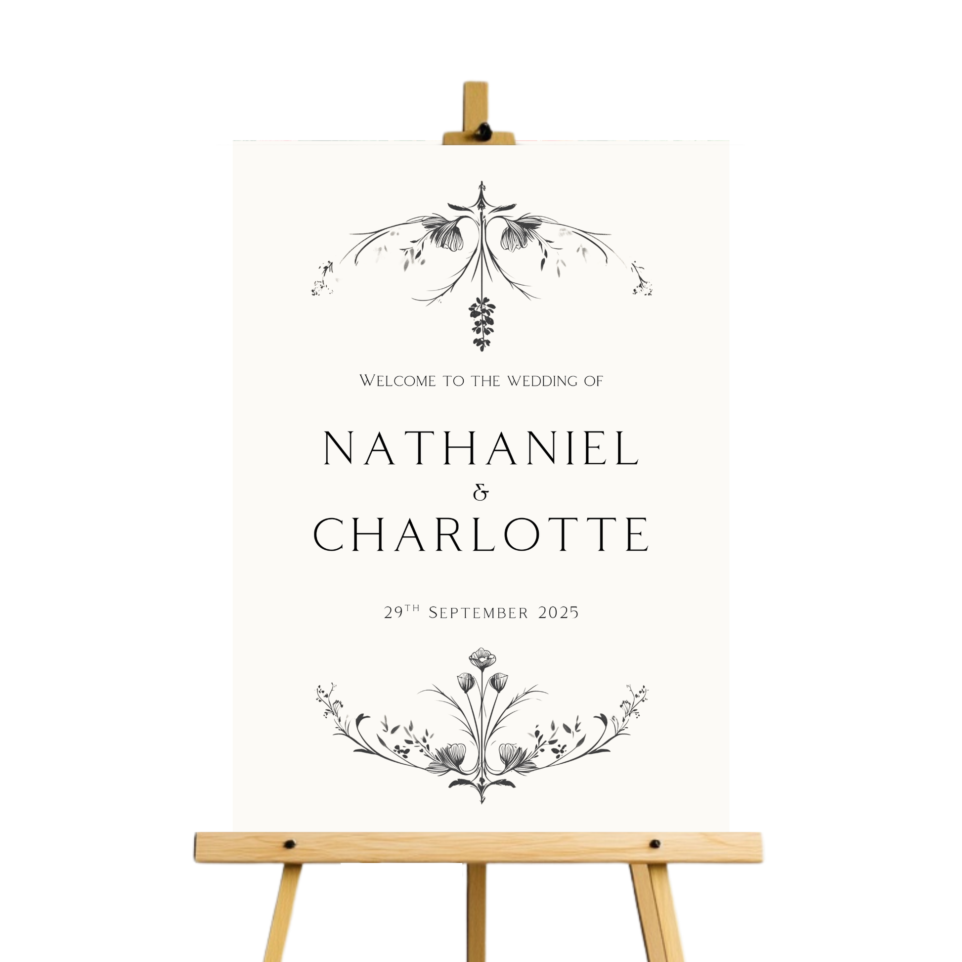 Illustrated Floral Arch Welcome Sign (White)
