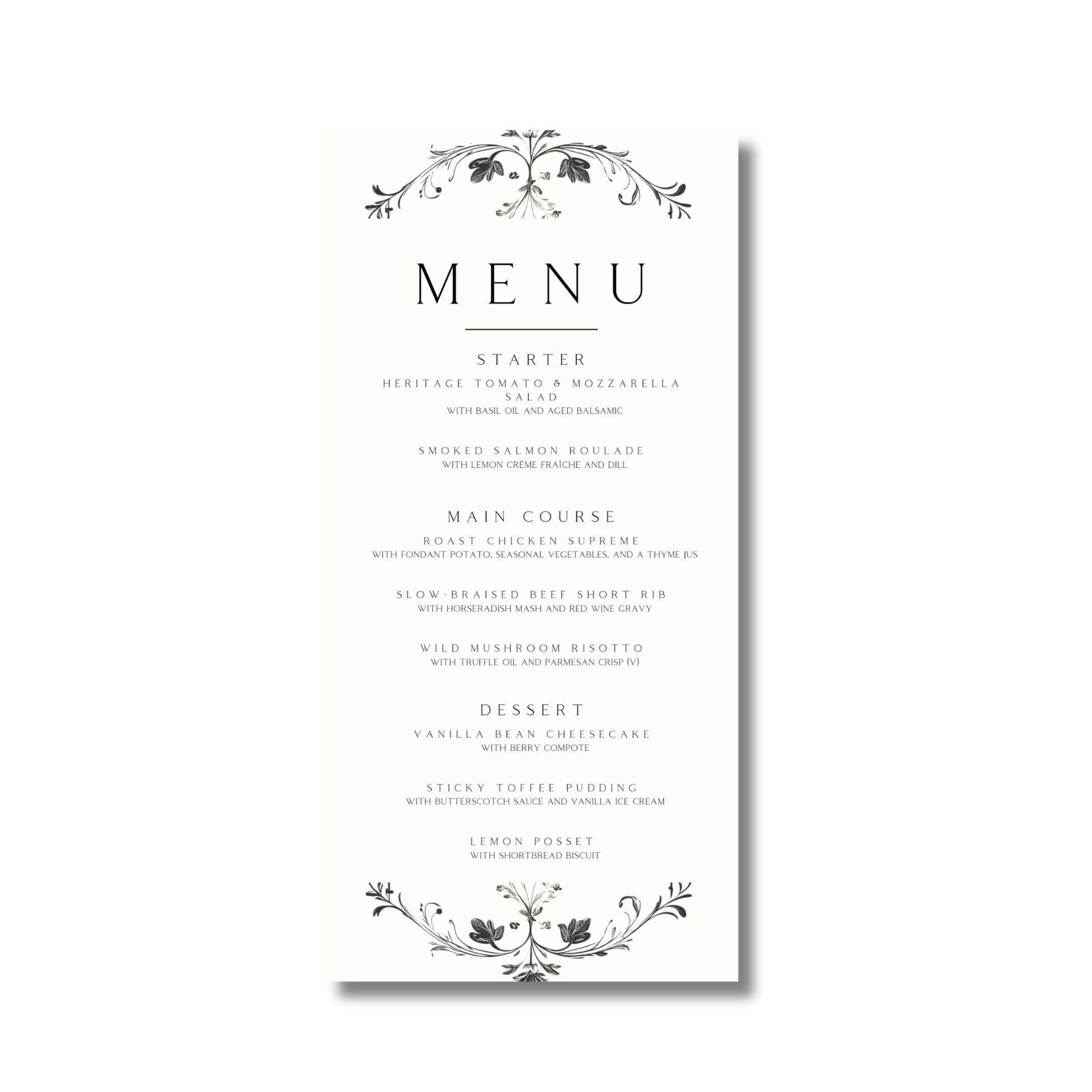 Illustrated Floral Arch Menu (White)
