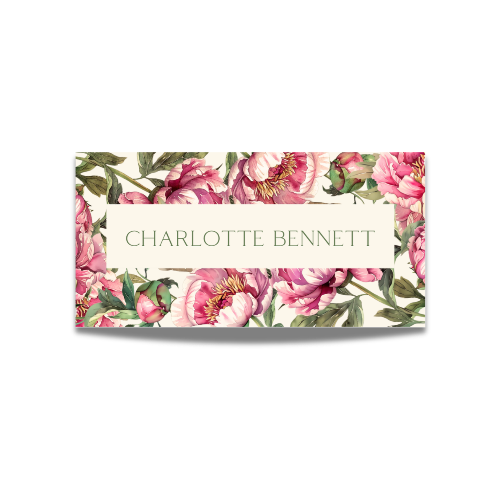 Pink Peony Name Place Cards