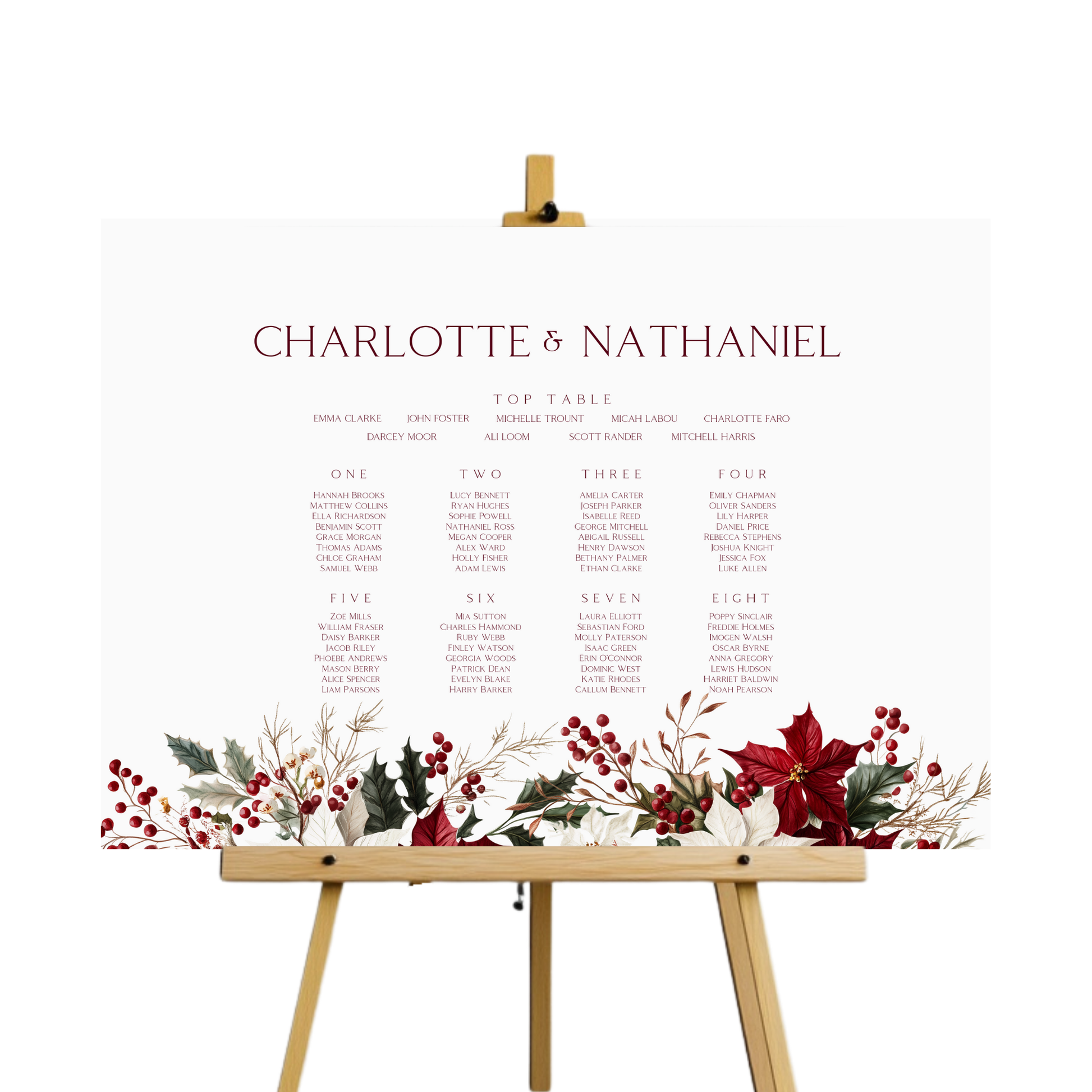 Winter Florals Seating Plan Sign