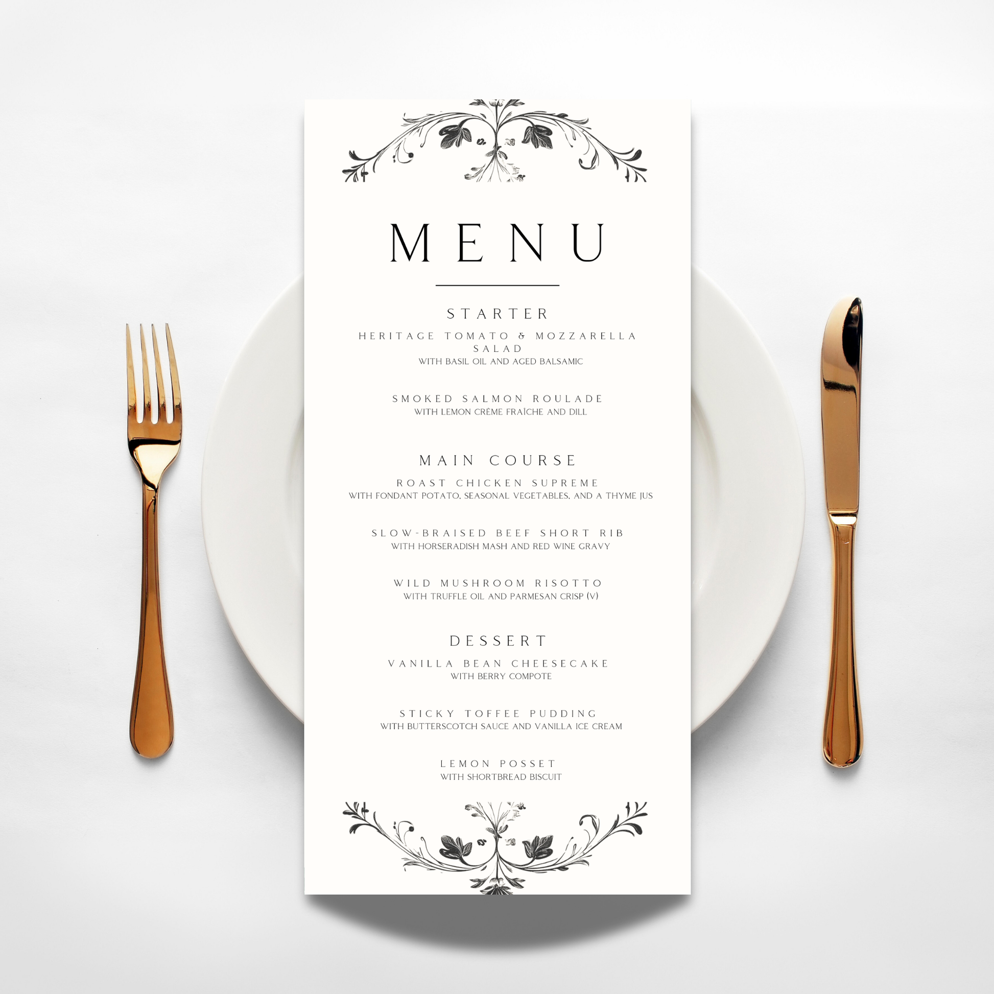 Illustrated Floral Arch Menu (White)