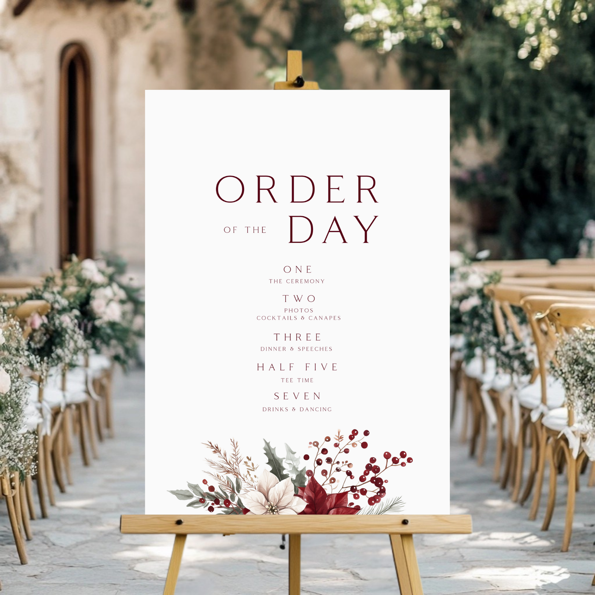 Winter Florals Order Of The Day Sign