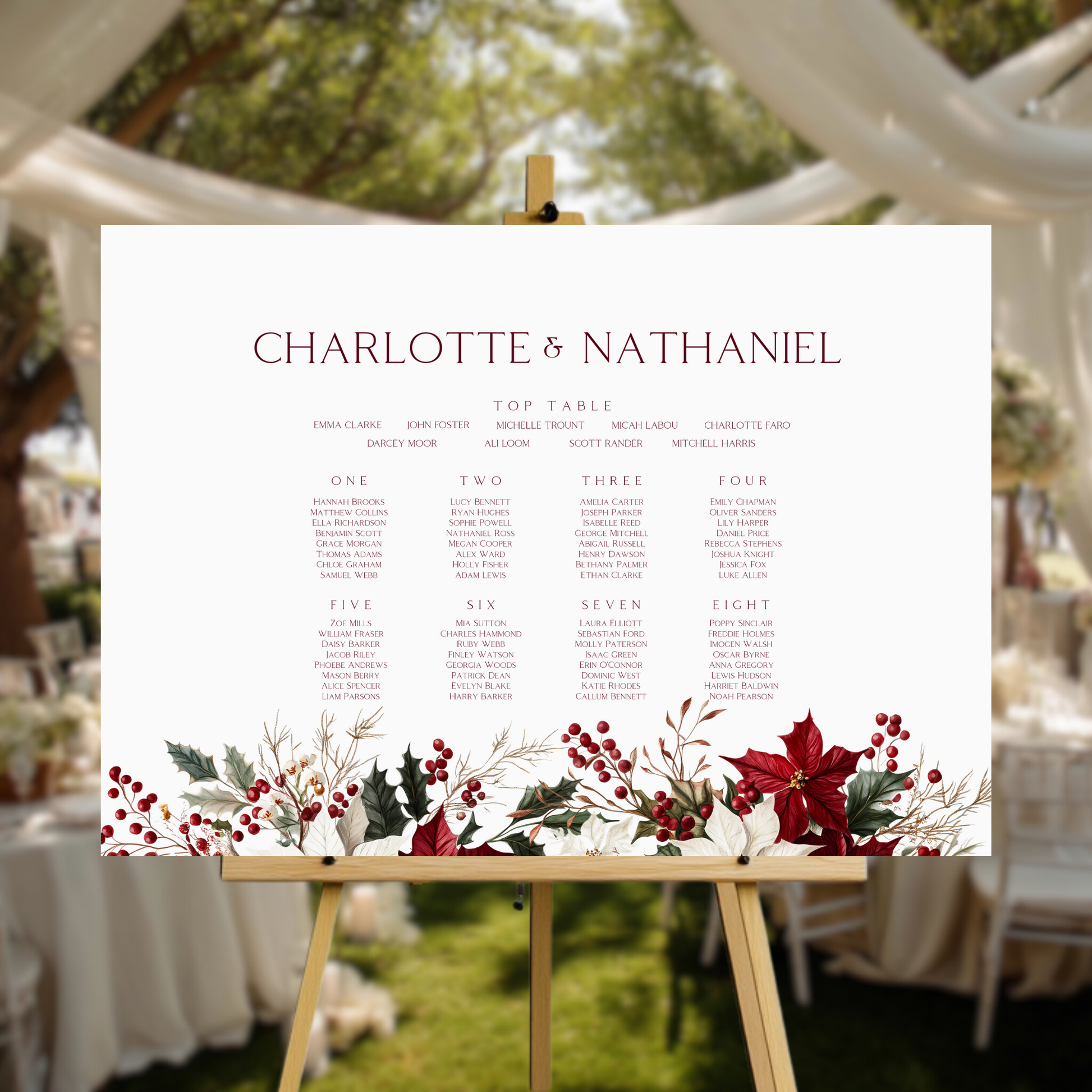 Winter Florals Seating Plan Sign