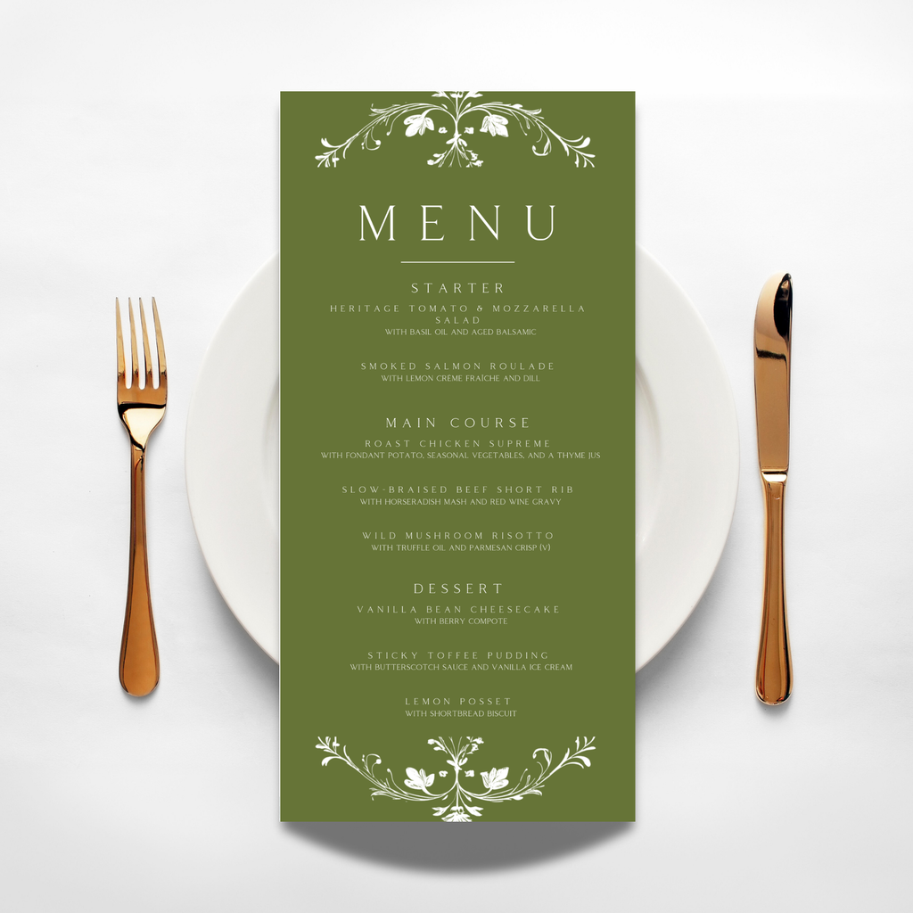 Illustrated Floral Arch Menu (Green)