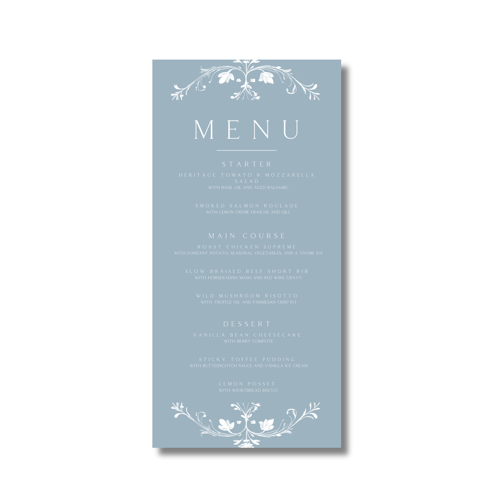 Illustrated Floral Arch Menu (Dusty Blue)