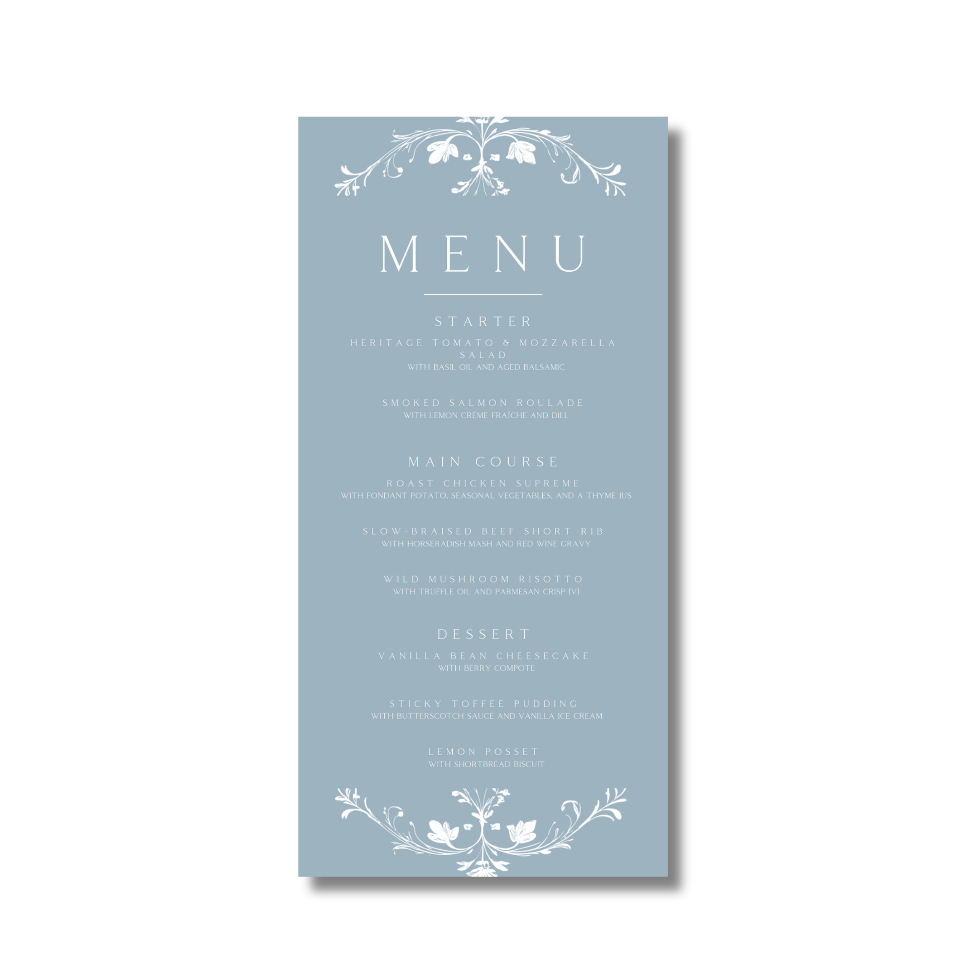Illustrated Floral Arch Menu (Dusty Blue)