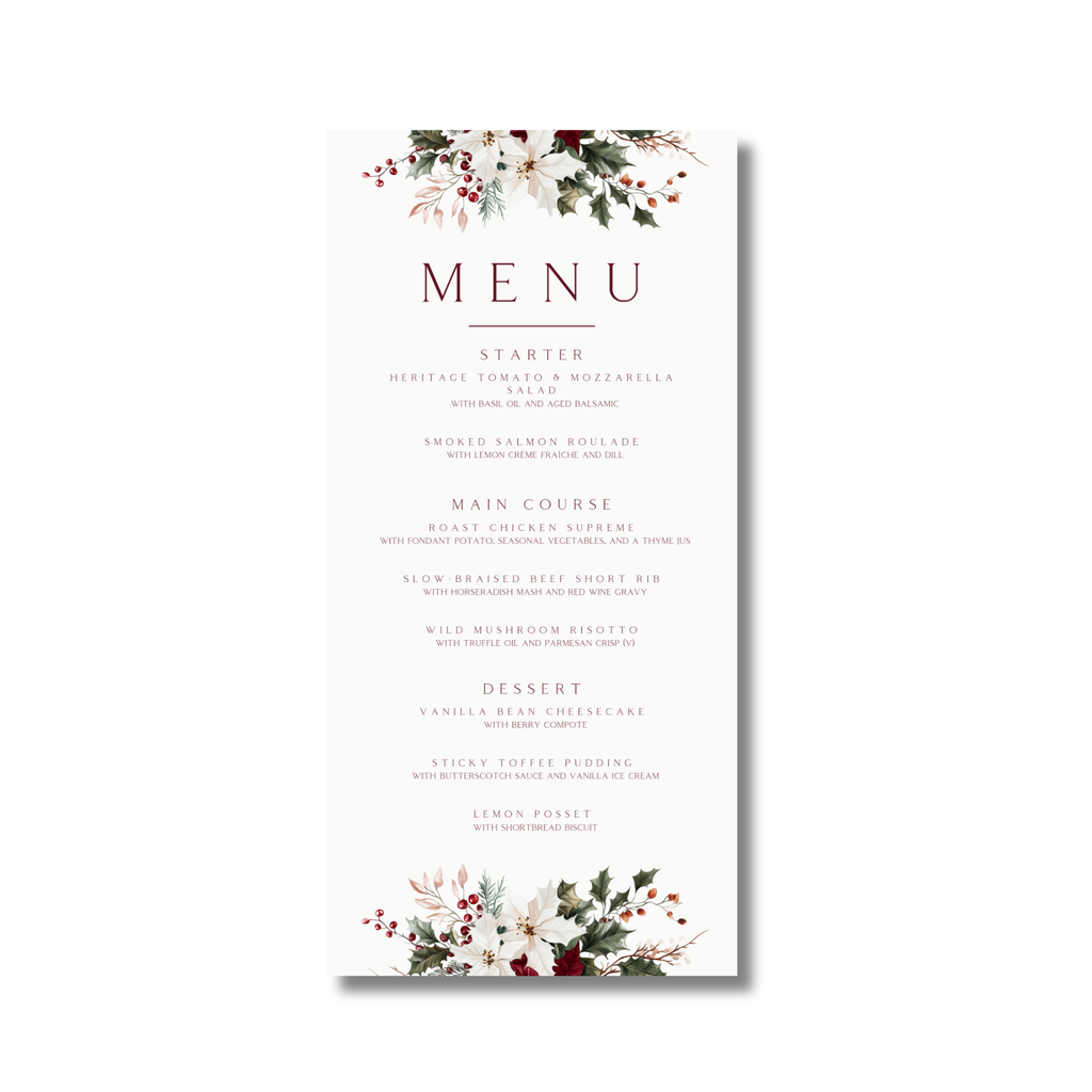 Winter Florals Menu