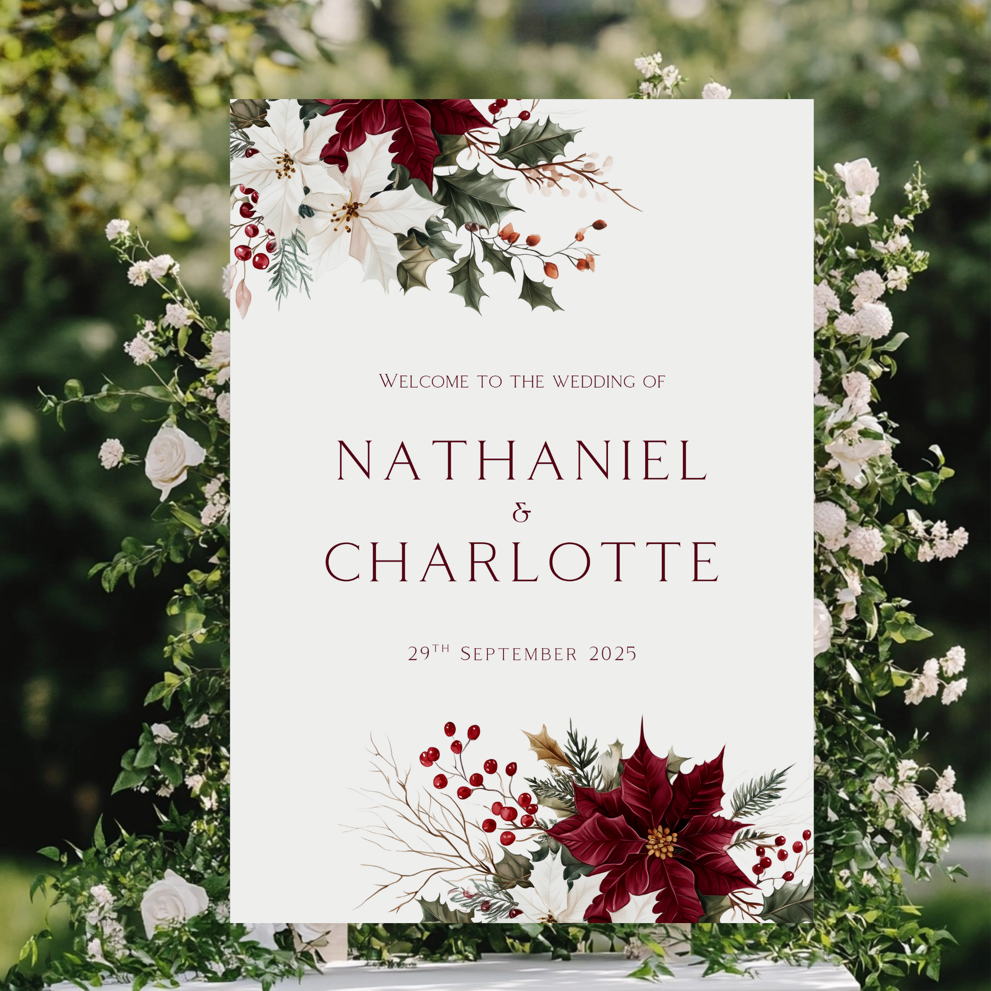 Winter Florals Welcome Sign