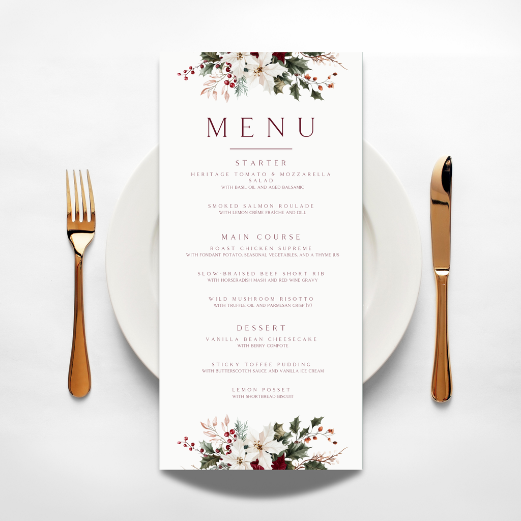 Winter Florals Menu