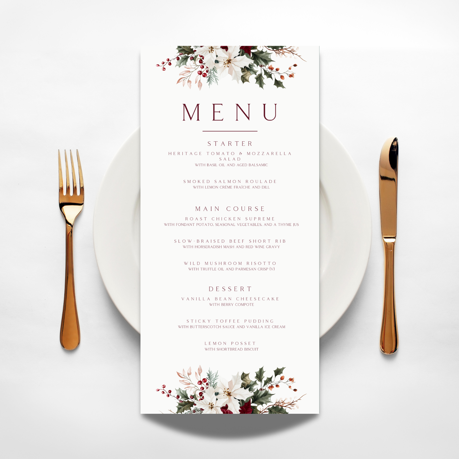 Winter Florals Menu