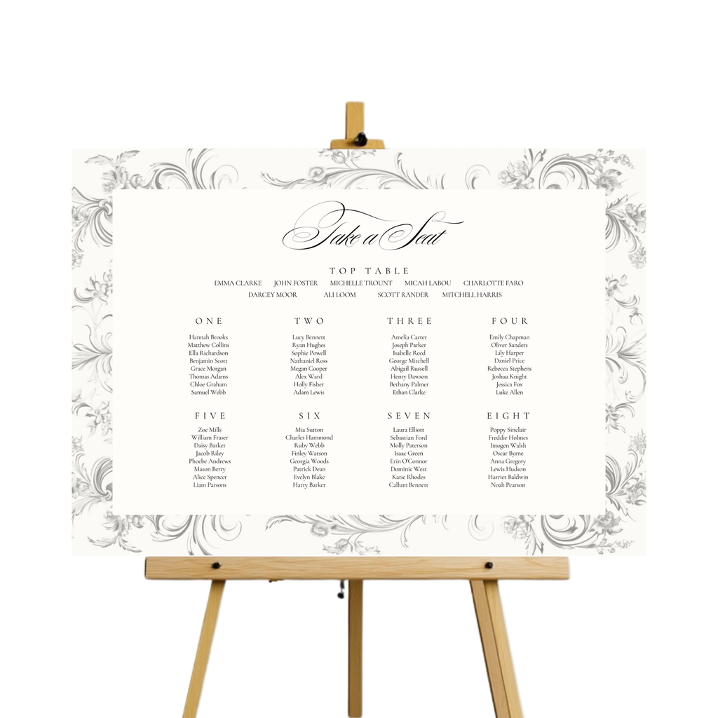 Simple Cream & Black Seating Plan Sign