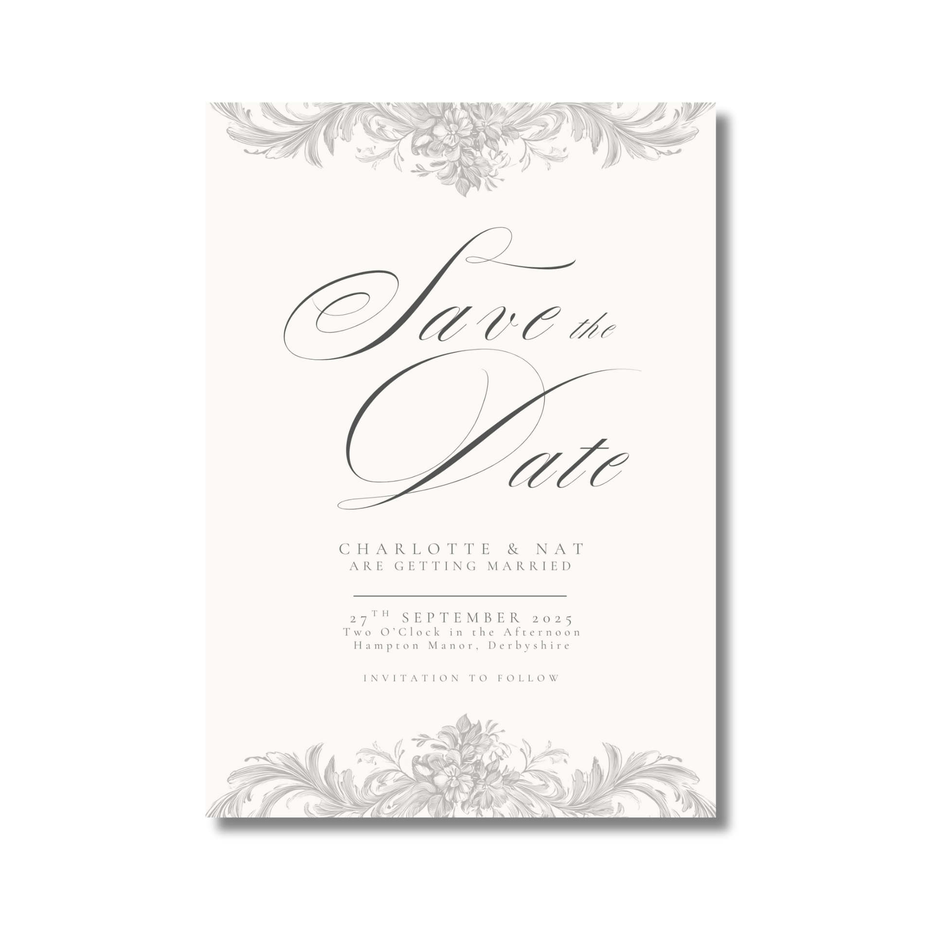 Simple Cream & Black Monogram Save The Date