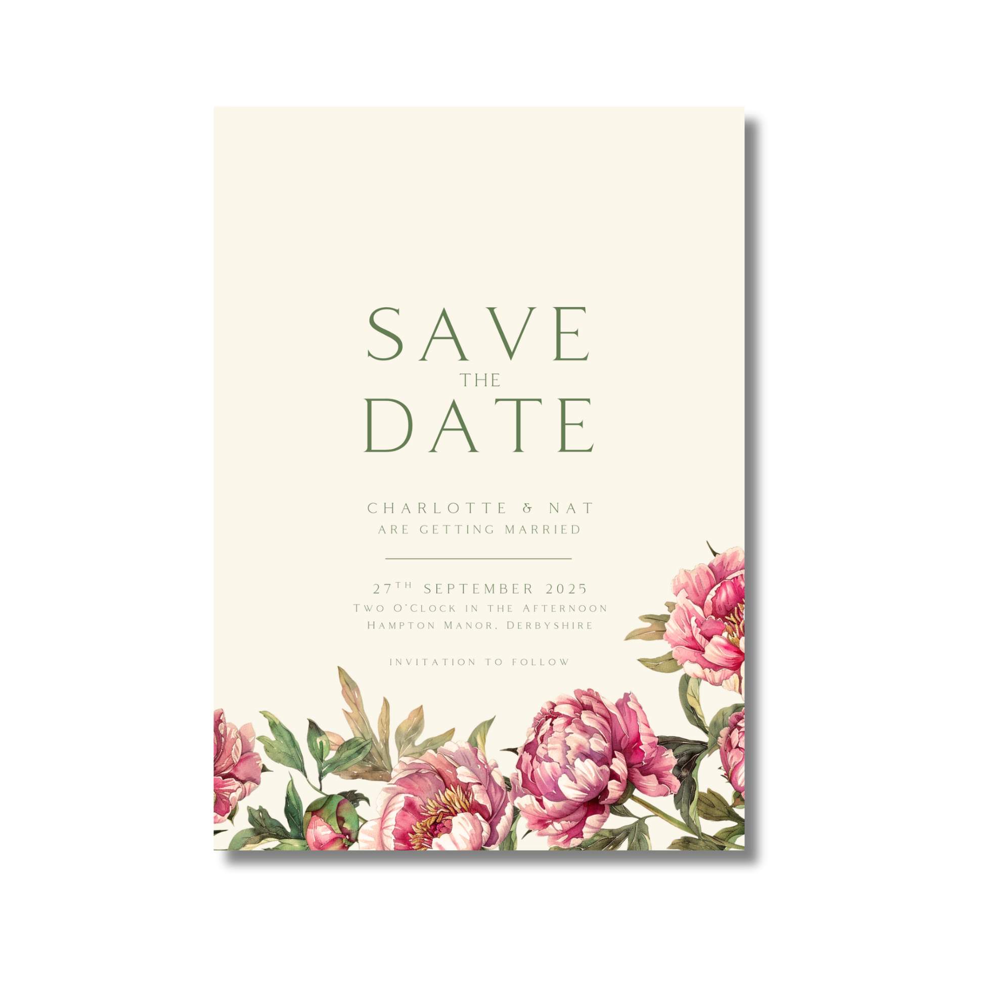 Pink Peony Save The Date