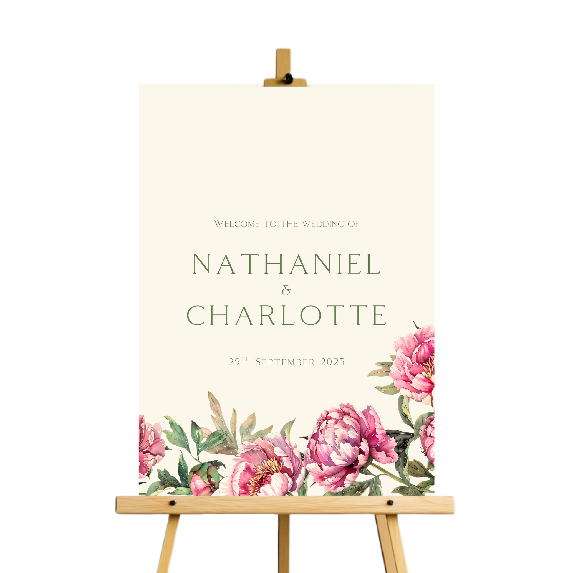 Pink Peony Welcome Sign