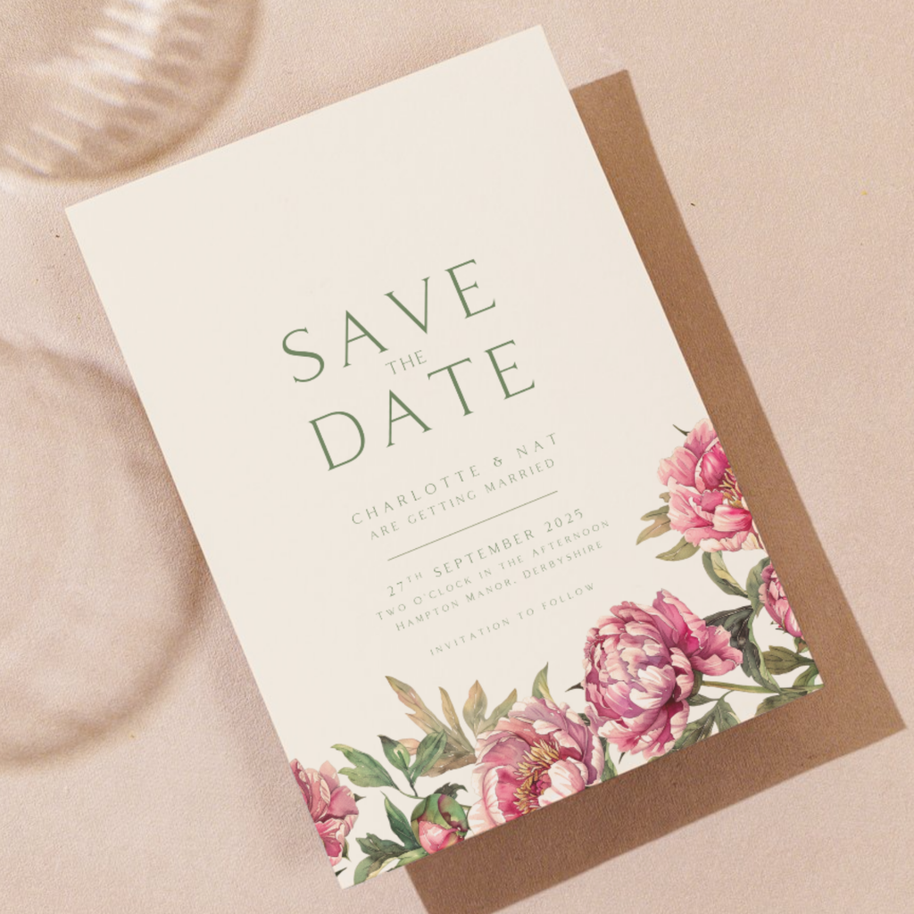 Pink Peony Save The Date