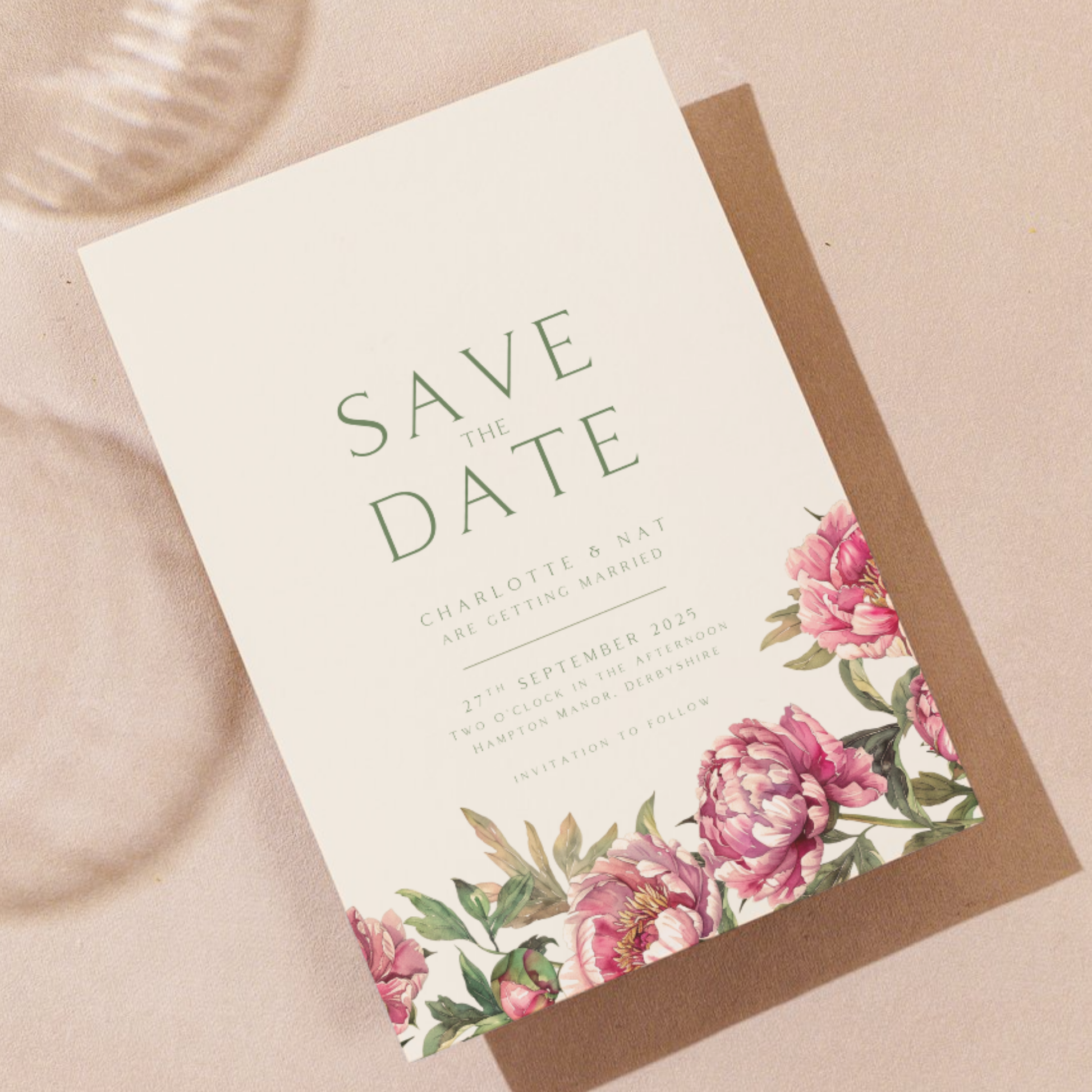 Pink Peony Save The Date