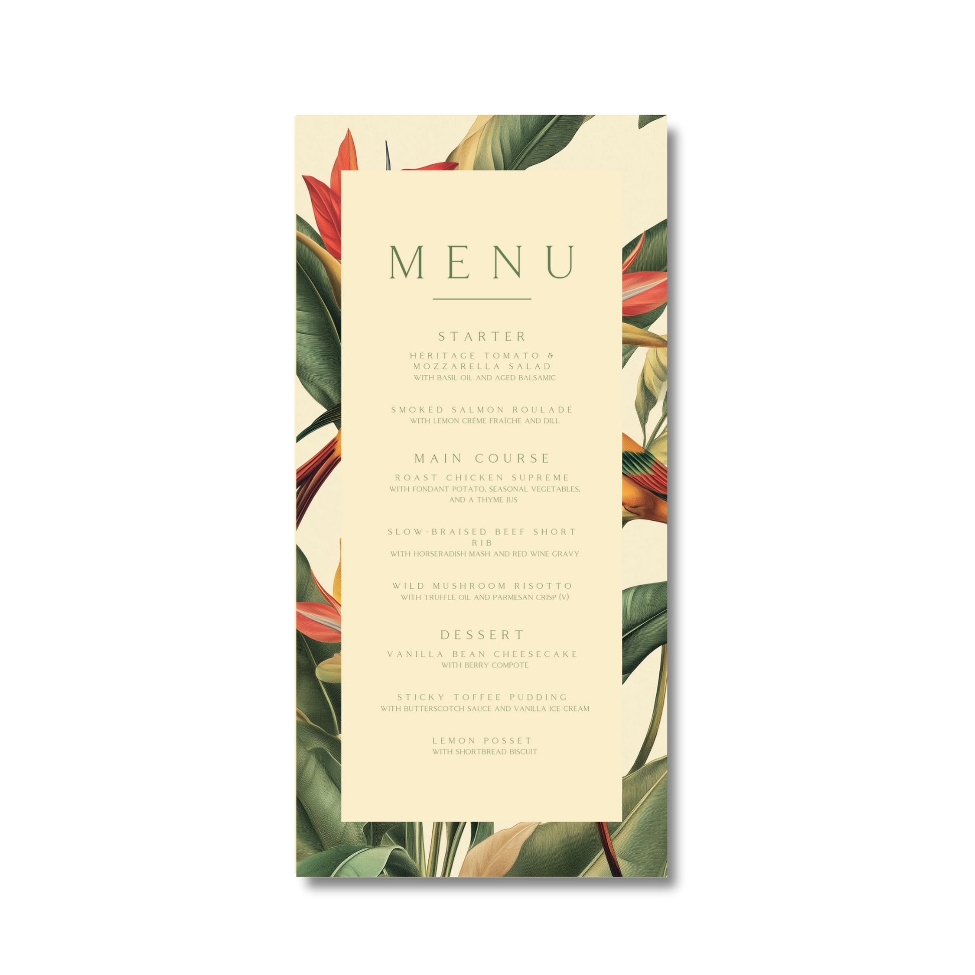 Birds Of Paradise Menu