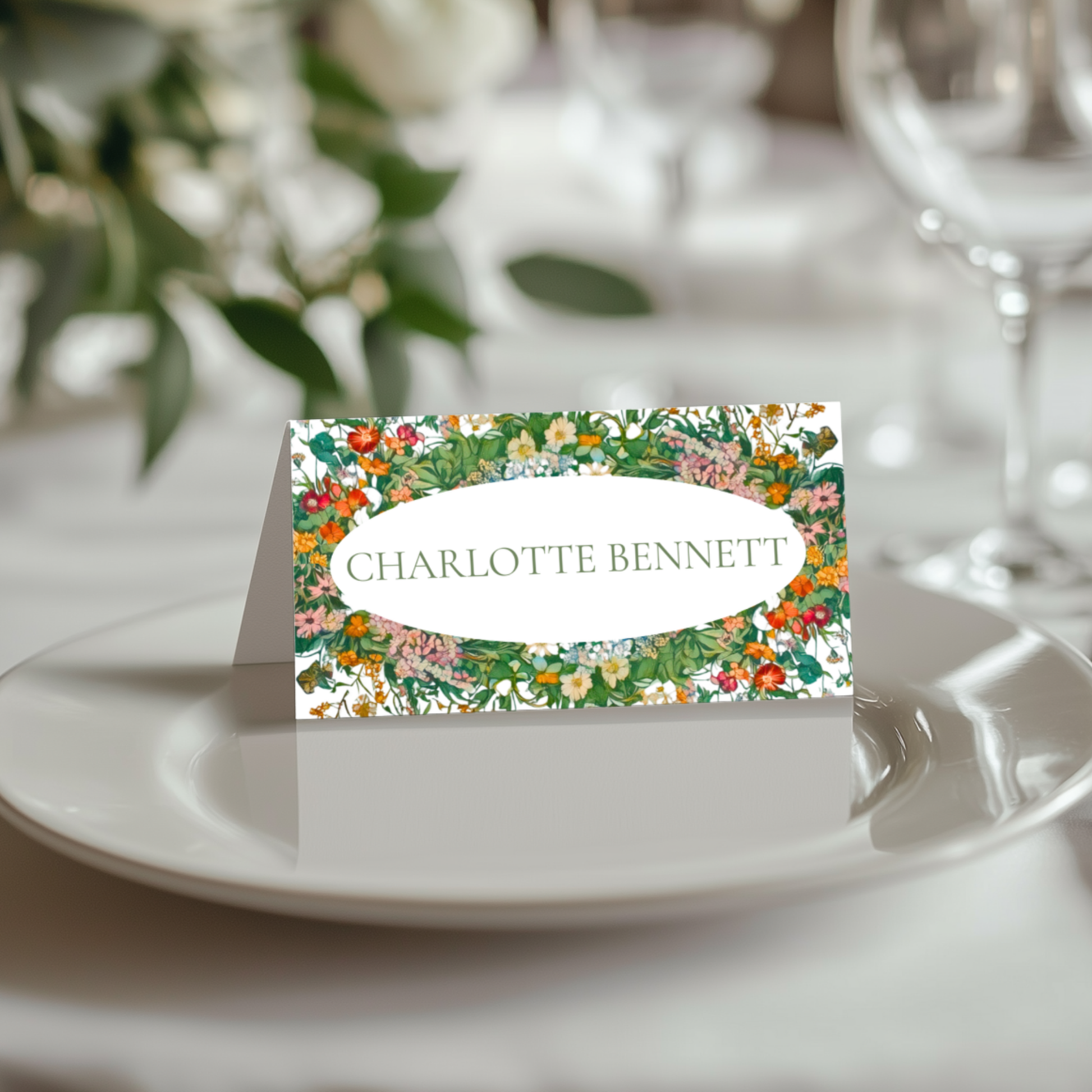 Busy & Bright Florals Name Place Cards