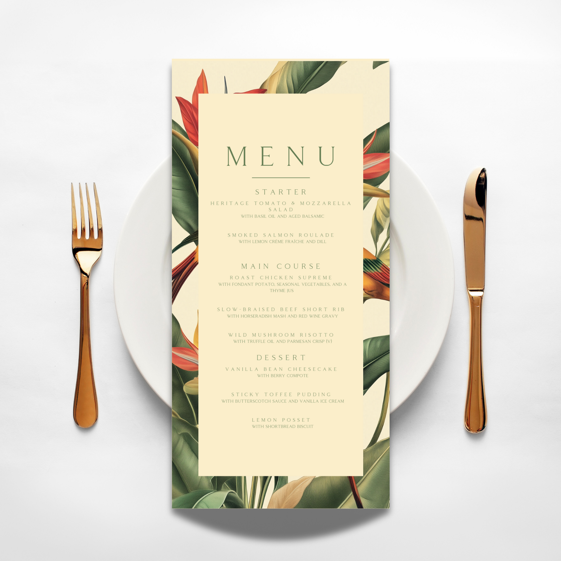 Birds Of Paradise Menu