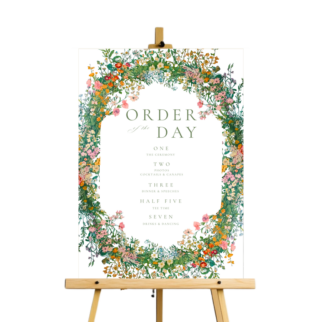 Busy & Bright Florals Order Of The Day Sign