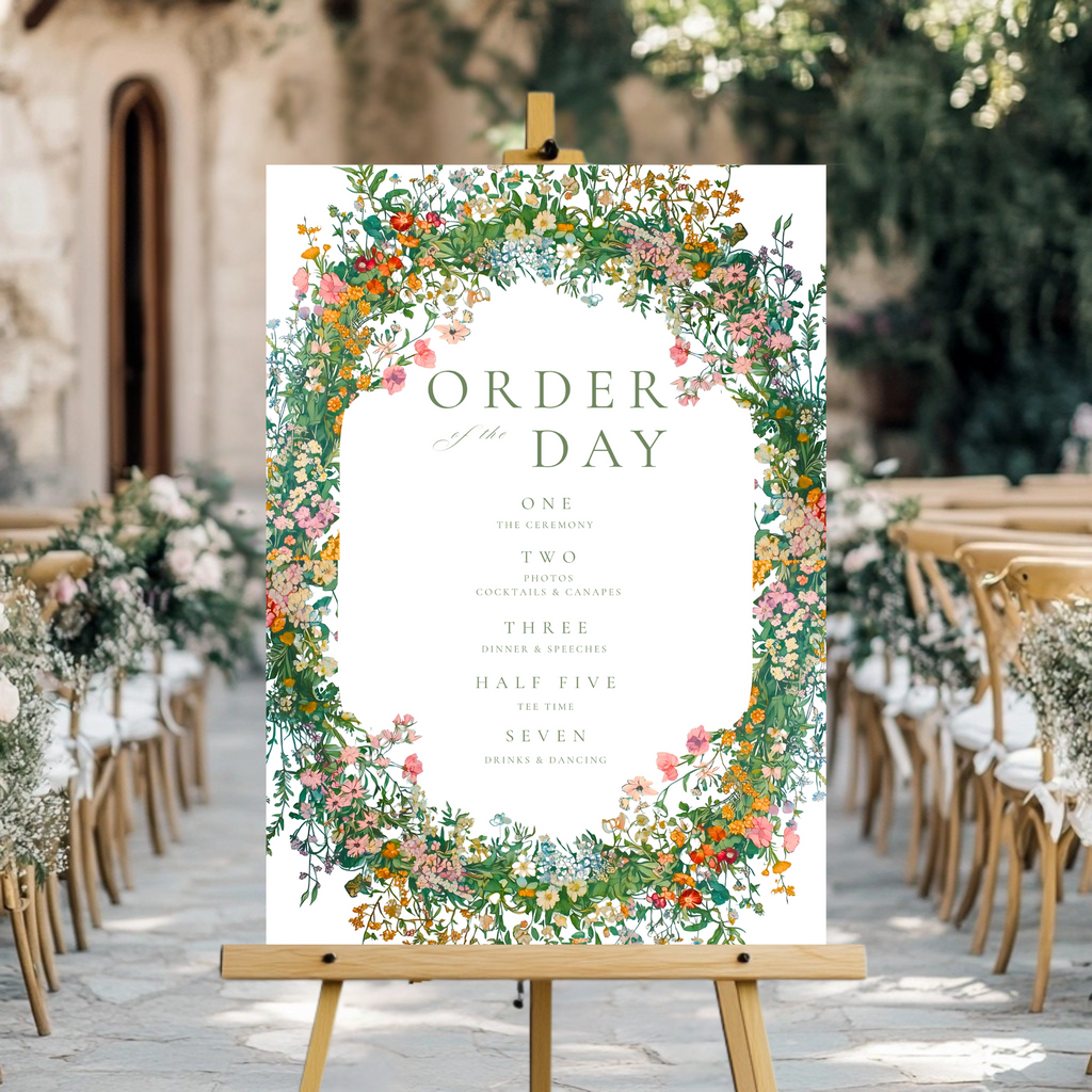 Busy & Bright Florals Order Of The Day Sign