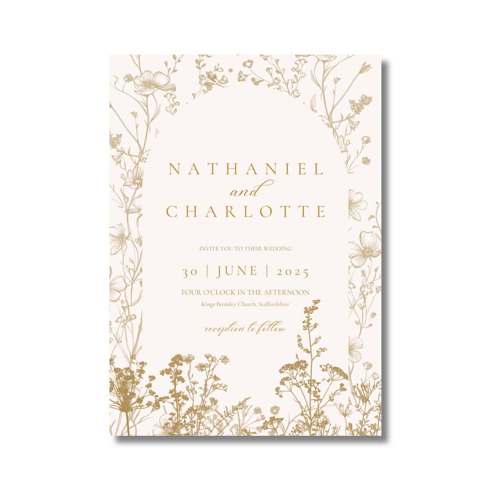 Cream & Gold Dried Florals Invite & RSVP