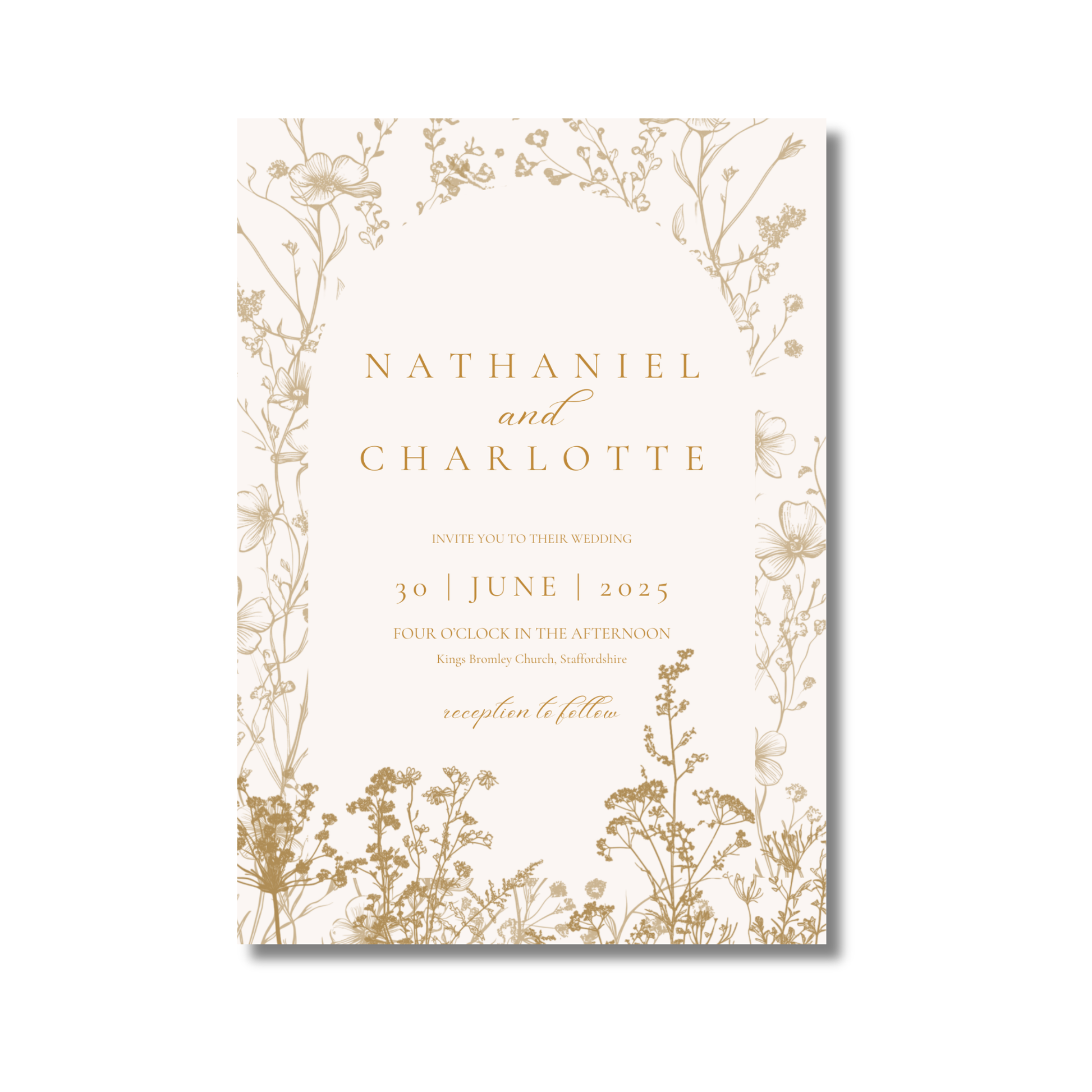 Cream & Gold Dried Florals Invite & RSVP
