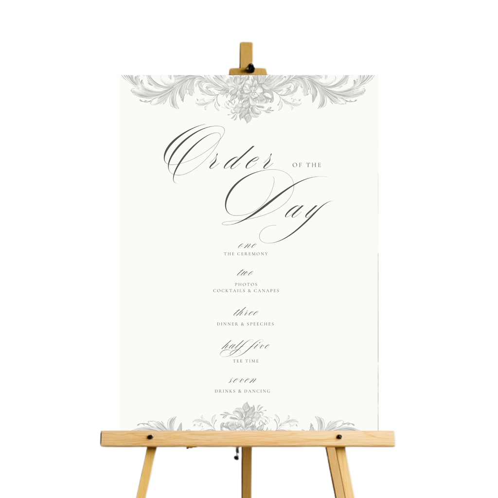 Simple Cream & Black Order Of The Day Sign (Monogram)
