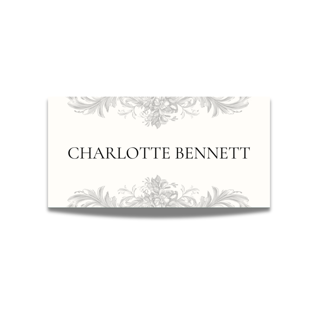 Simple Cream & Black Name Place Cards (To Pair With Monogram Suite)