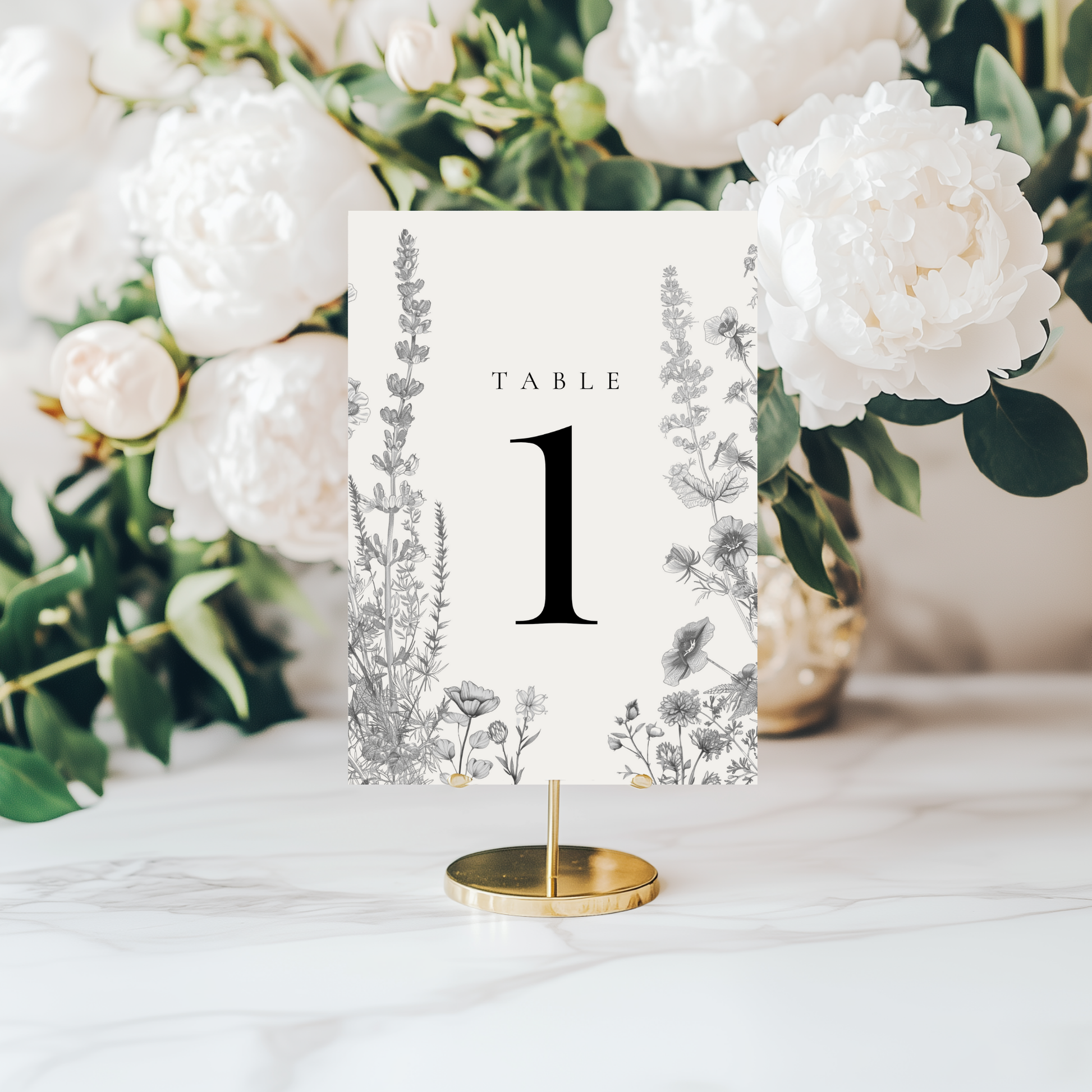 Simple Wildflower Stems Florals Table Numbers